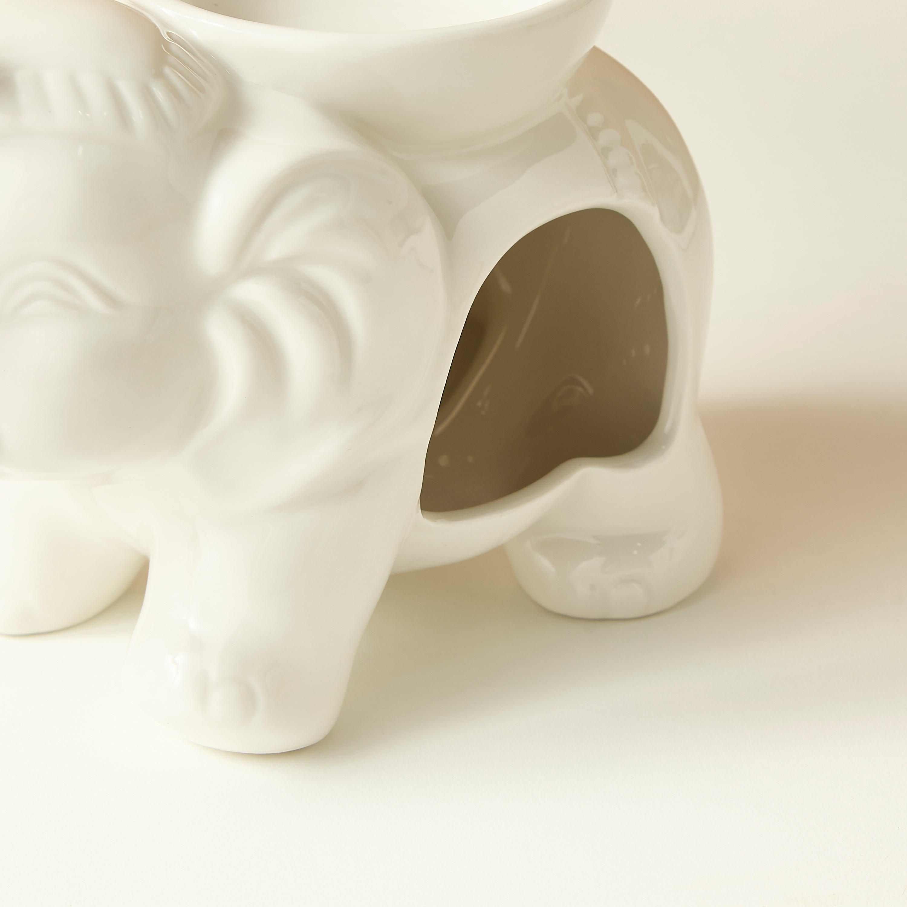 Elephant Textured Ceramic Oil Burner - 17x9x13 cms-household-homefragrance-burners-image-6
