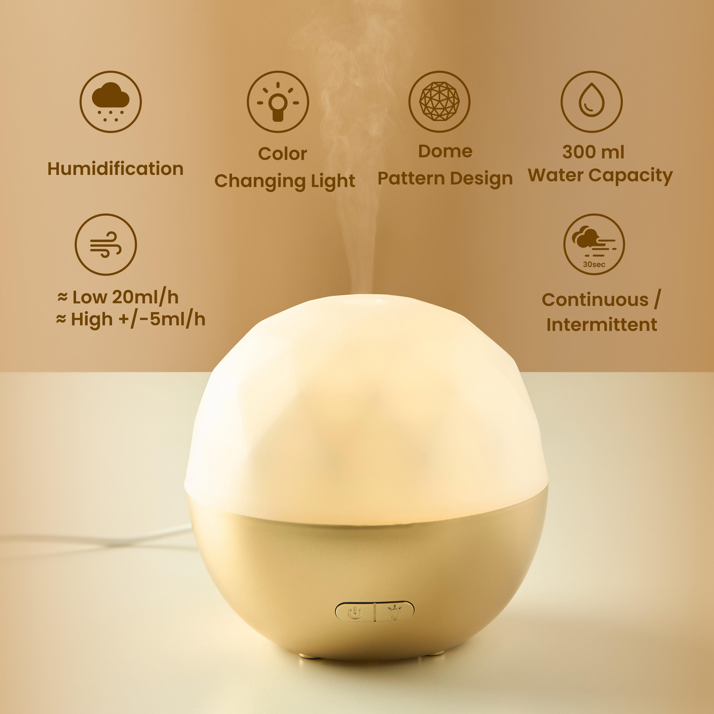 موزّع عطور كهربائي ثنائي اللون على شكل قبة - 300 مل-household-homefragrance-airrevitalisersandhumidifiers-image-1