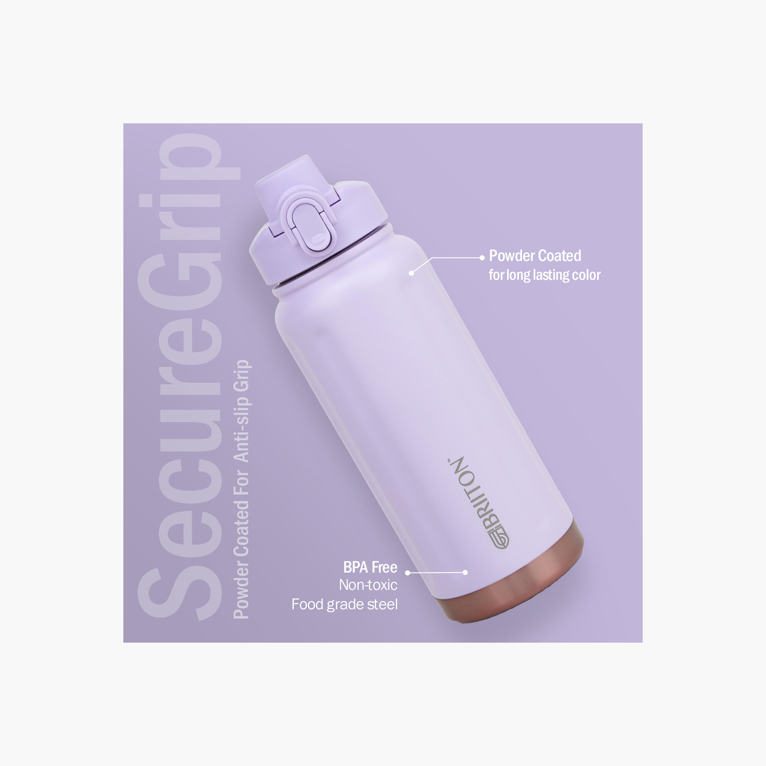 قارورة ماء ستانلس ستيل عازلة للحرارة بطبعات شعار من بريتون - 750 مل-household-dining-drinkserveware-bottles-image-2