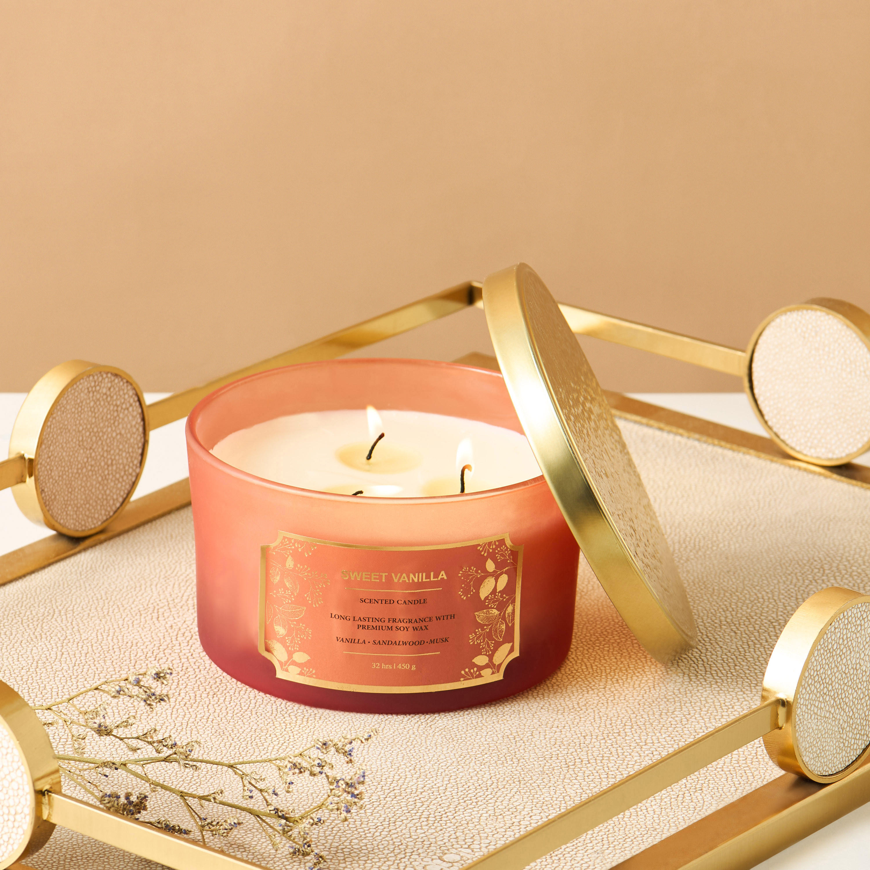 Scent.d Pomegranate Noir Scented 3-Wick Jar Candle - 450 gms-household-homefragrance-candles-image-1