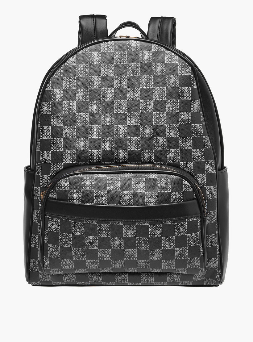 شنطة ظهر كاروهات بسحاب إغلاق وحزام قابل للتعديل تيا من ساشا-women-bagsandwallets-backpacks-image-1