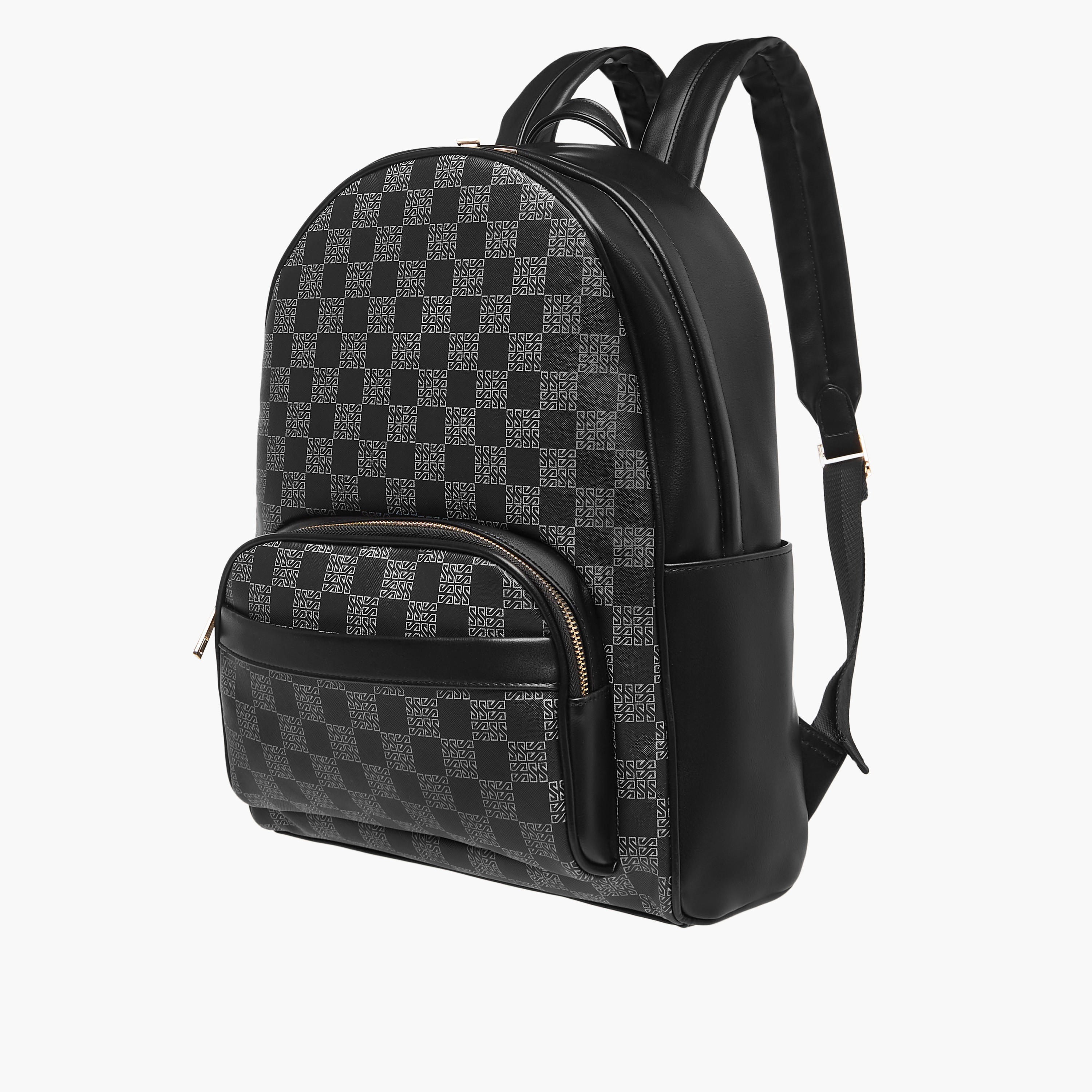 شنطة ظهر كاروهات بسحاب إغلاق وحزام قابل للتعديل تيا من ساشا-women-bagsandwallets-backpacks-image-3