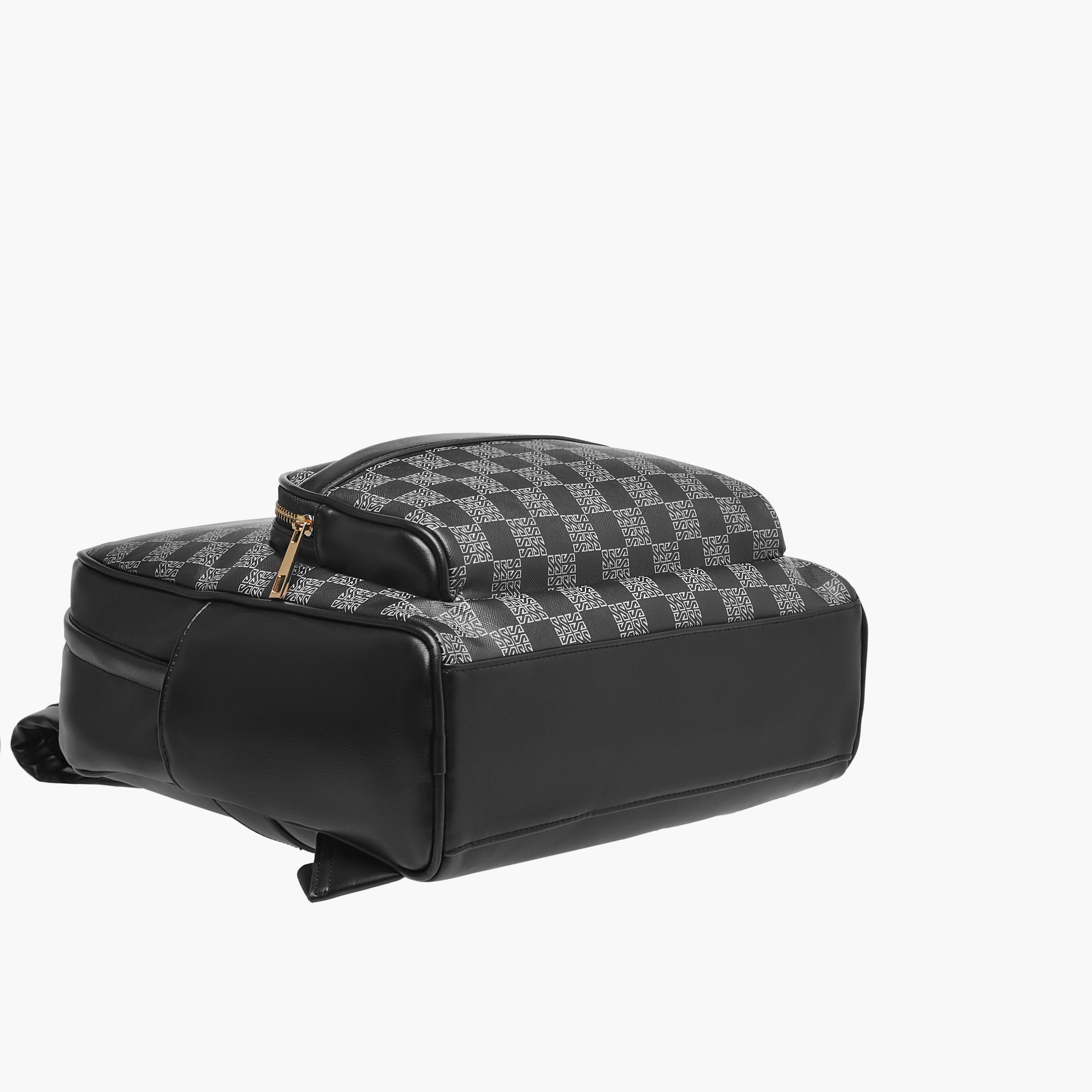 Sasha Tia Checked Backpack with Zip Closure and Adjustable Strap-women-bagsandwallets-backpacks-image-6