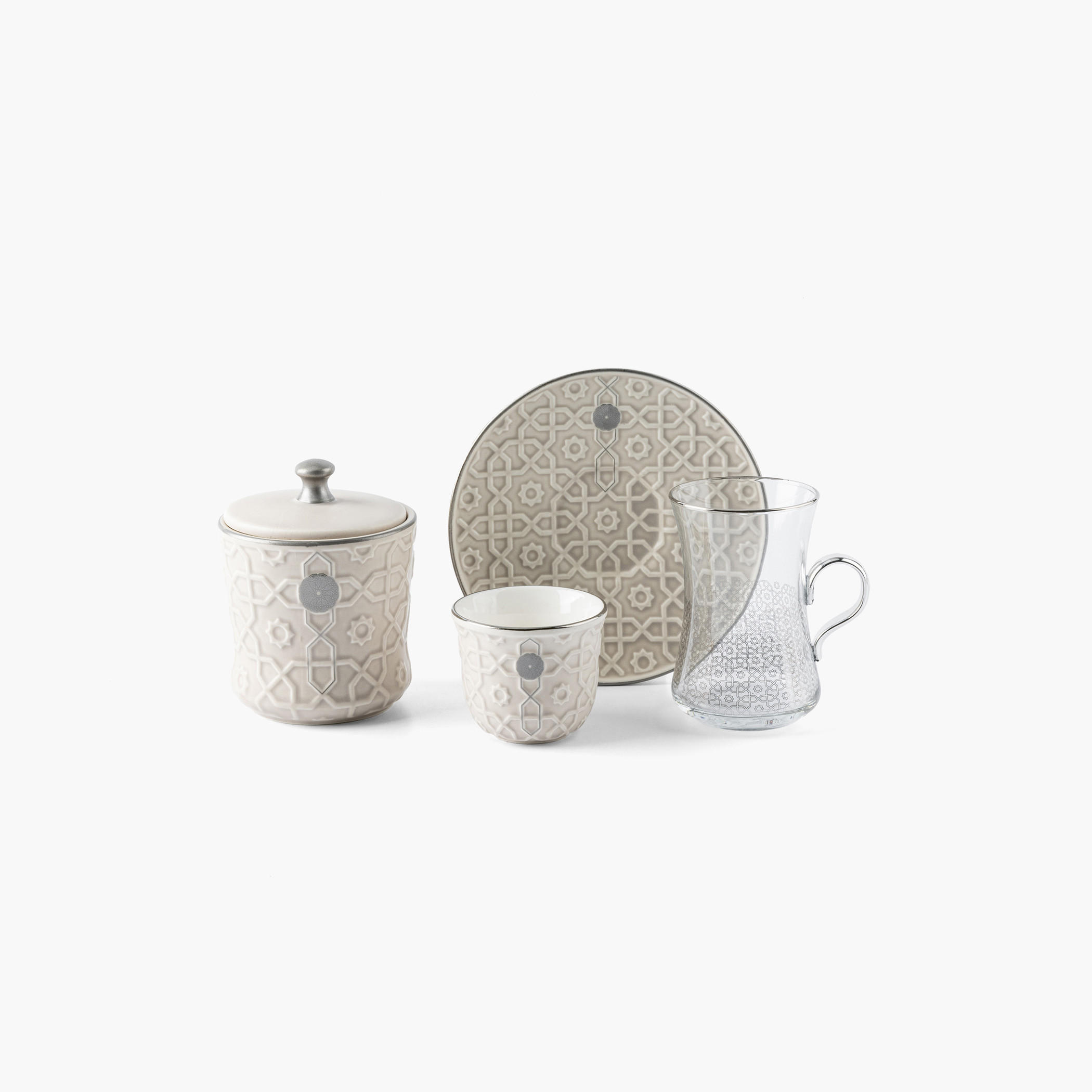 Otantik Rosette 19-Piece Porcelain Cup and Saucer Set with Sugar Pot-household-dining-teaandcoffee-teaandcoffeesets-image-3