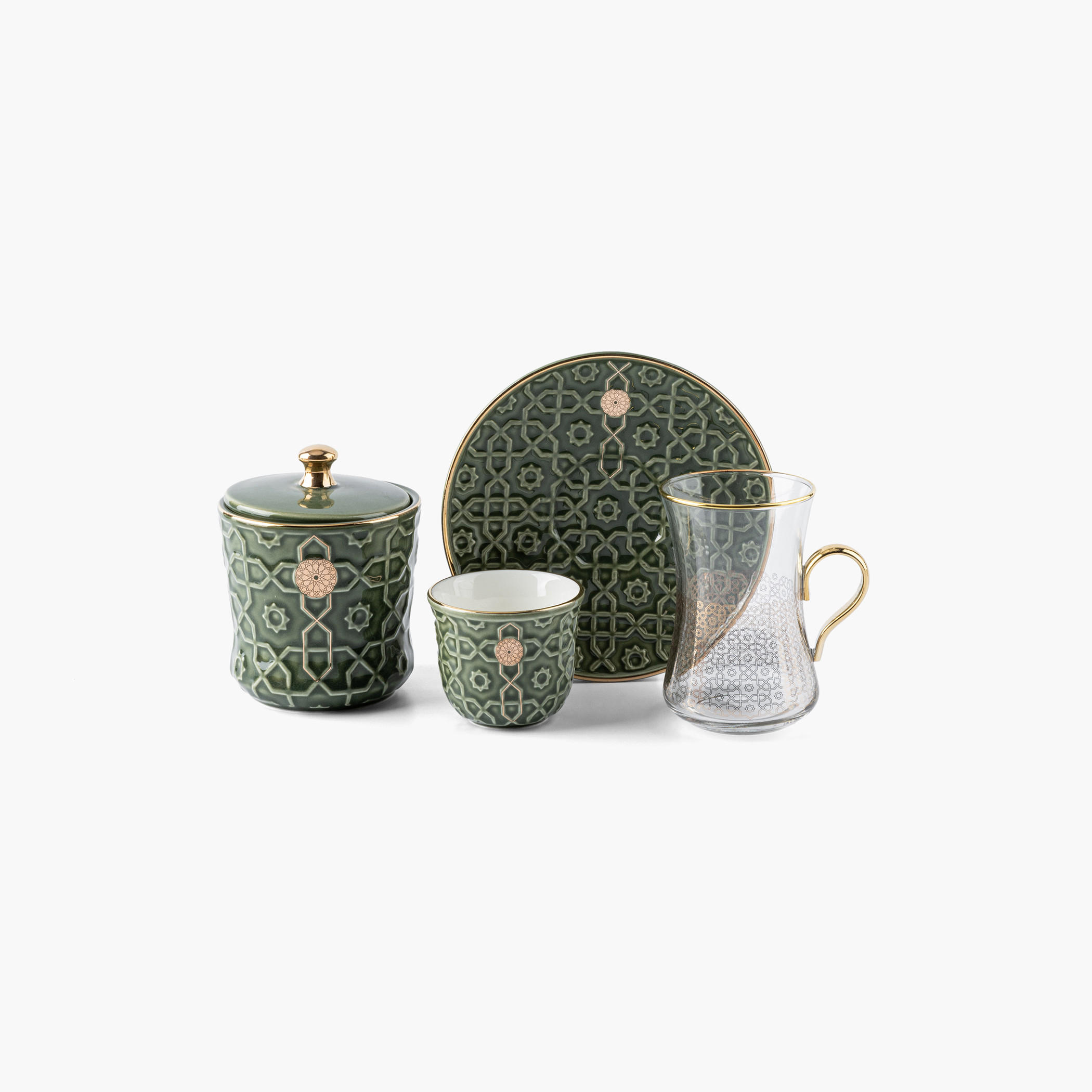 Otantik Rosette 19-Piece Porcelain Cup and Saucer Set with Sugar Pot-household-dining-teaandcoffee-teaandcoffeesets-image-2