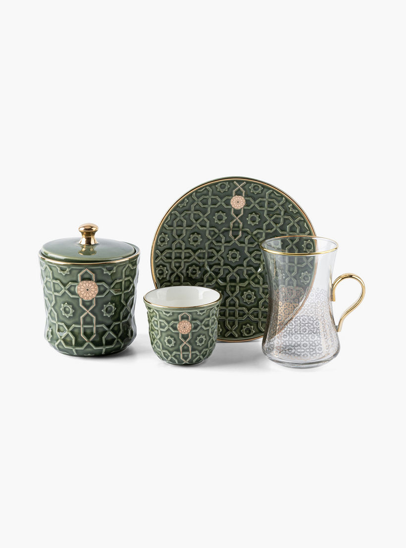 Otantik Rosette 19-Piece Porcelain Cup and Saucer Set with Sugar Pot-household-dining-teaandcoffee-teaandcoffeesets-image-2