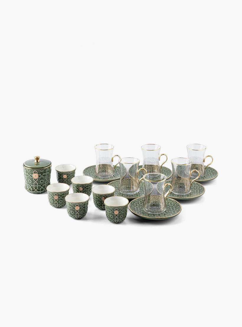 Otantik Rosette 19-Piece Porcelain Cup and Saucer Set with Sugar Pot-household-dining-teaandcoffee-teaandcoffeesets-image-3