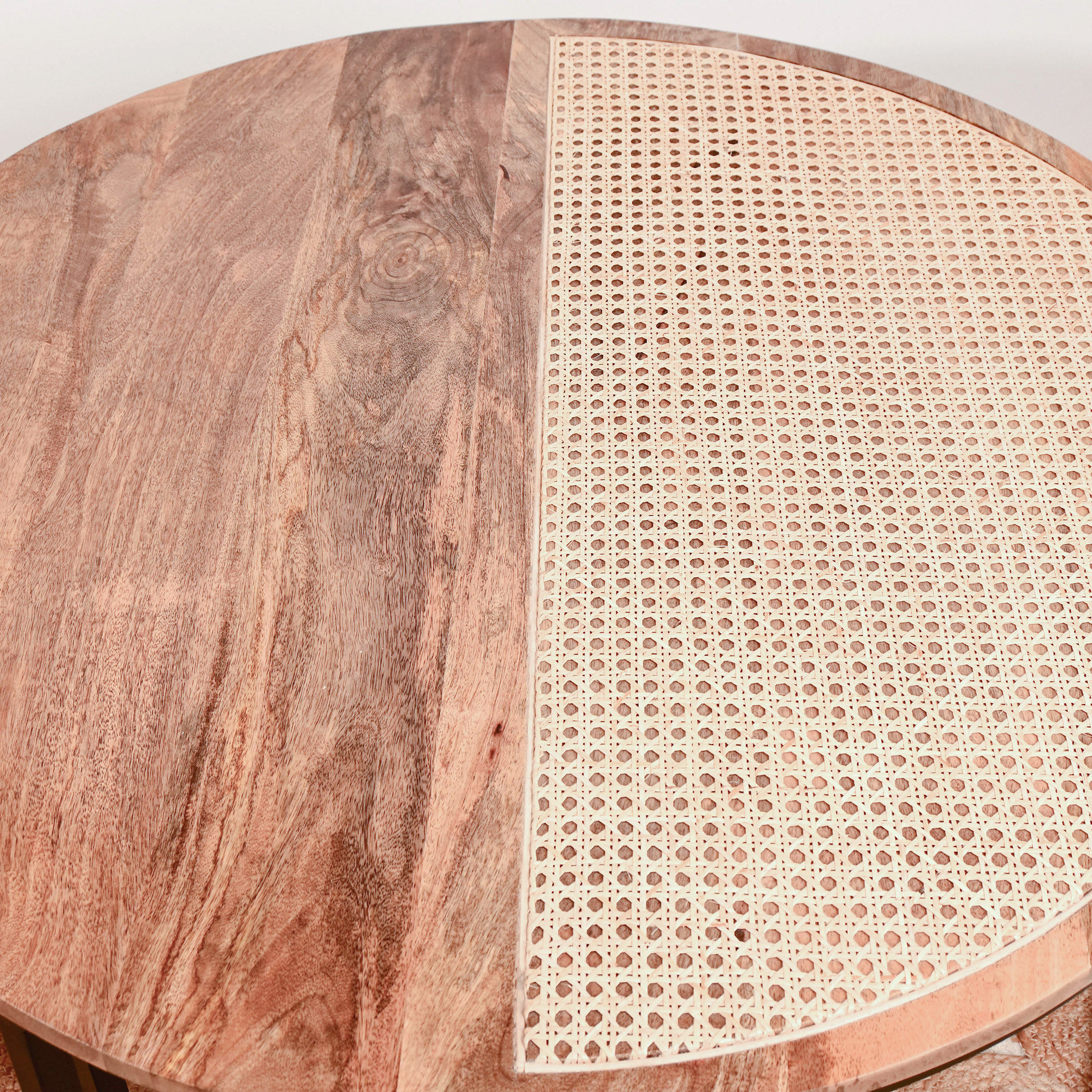 Home Carving 2-Piece Rattan Detail Wooden Nesting Table Set-furniture-livingroom-nestoftables-image-4
