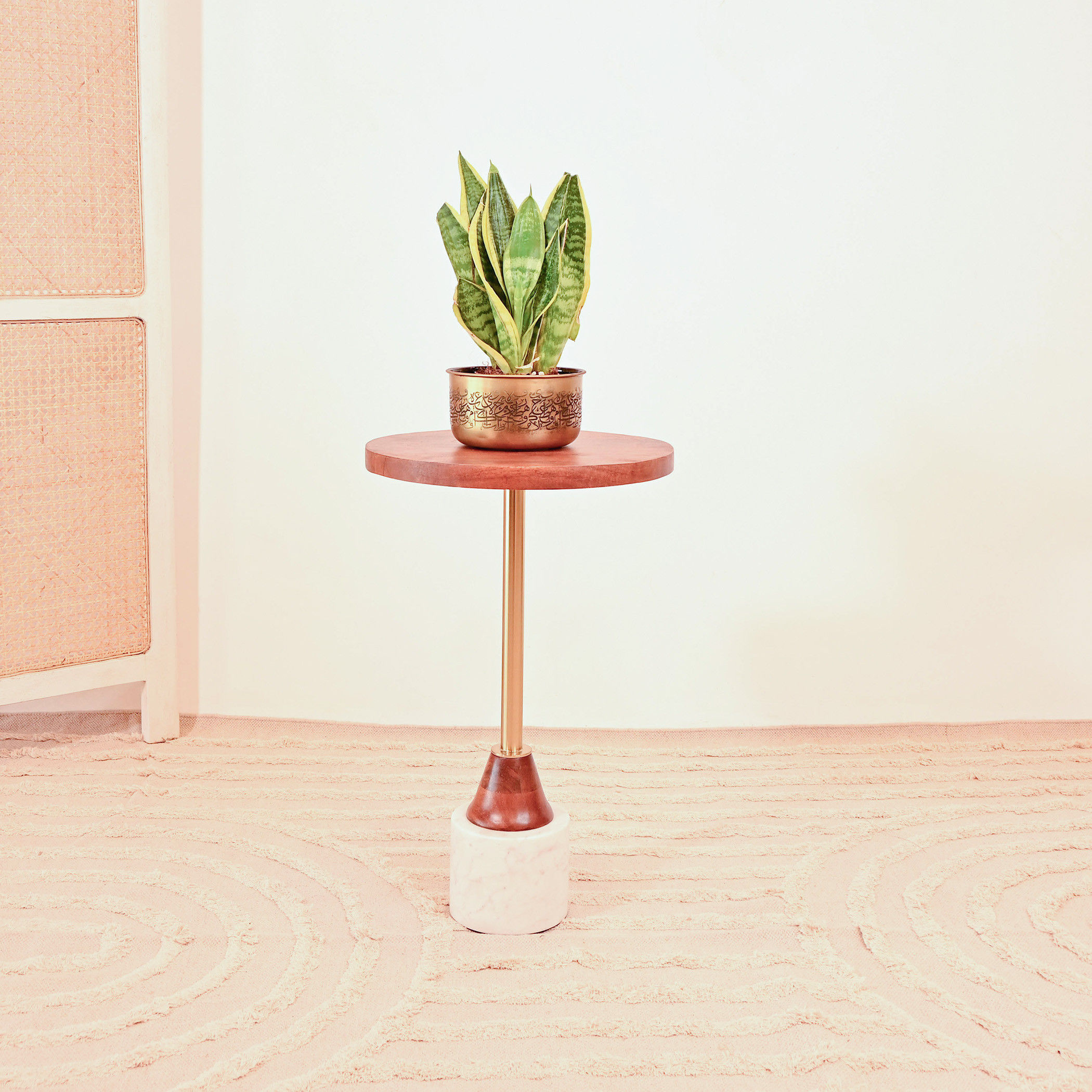Home Carving Wooden Top Accent Table with Pedestal Base - 55x30x55 cms-furniture-livingroom-sideandendtables-image-1