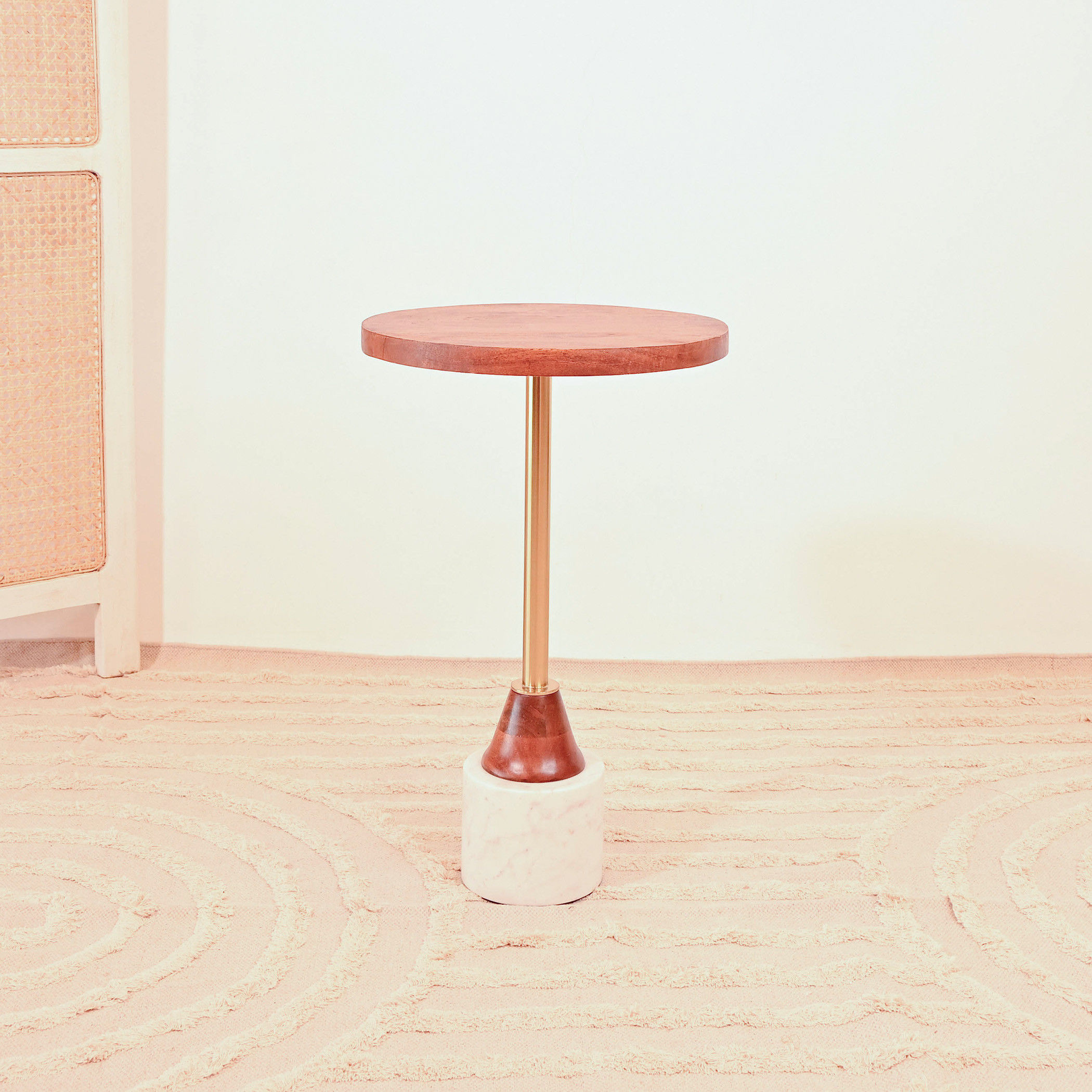 Home Carving Wooden Top Accent Table with Pedestal Base - 55x30x55 cms-furniture-livingroom-sideandendtables-image-2