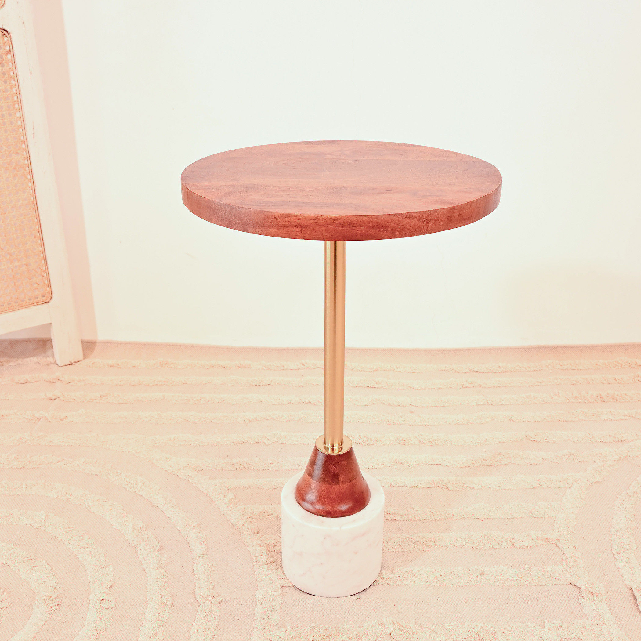 Home Carving Wooden Top Accent Table with Pedestal Base - 55x30x55 cms-furniture-livingroom-sideandendtables-image-4