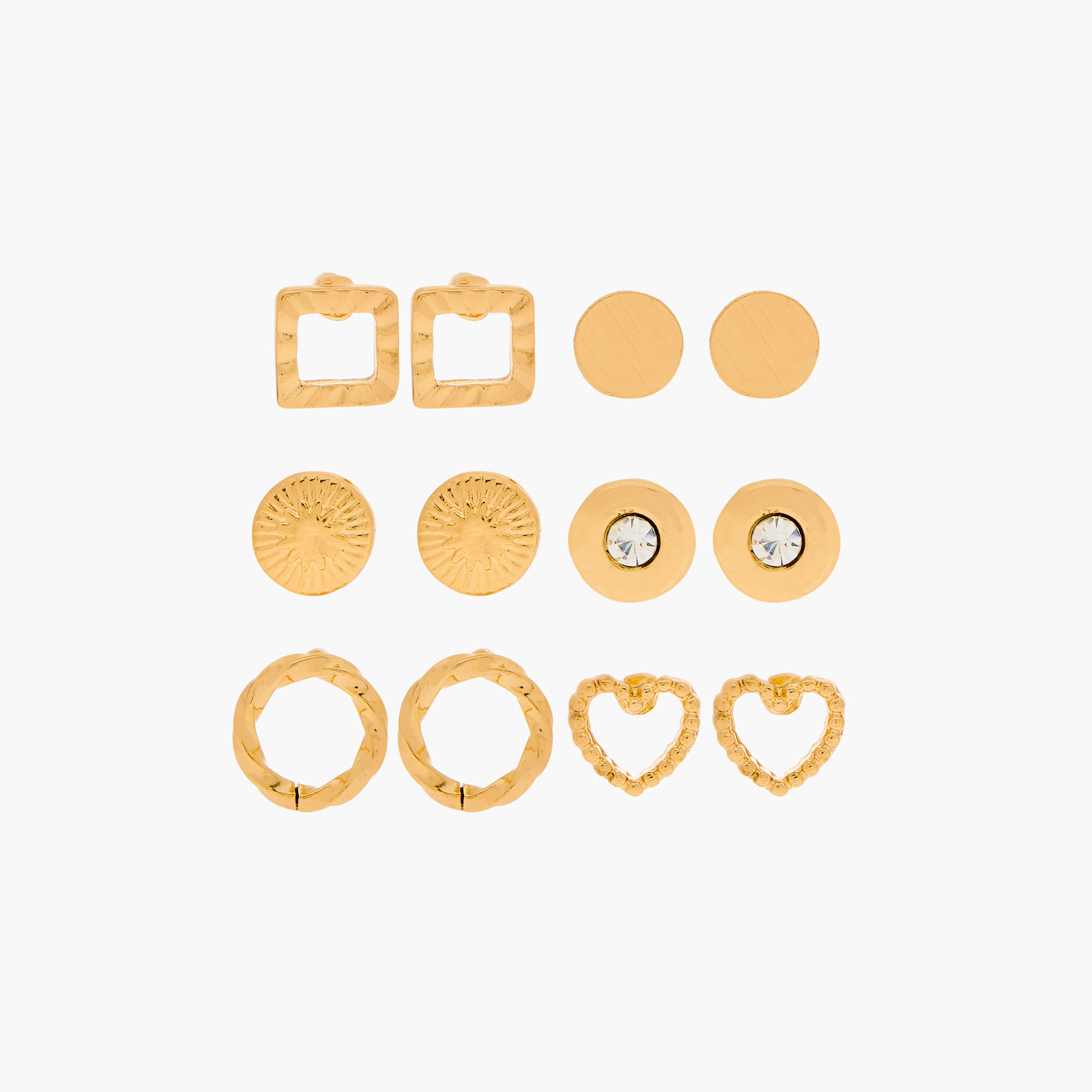 حلقان متنوعة بمكبس إغلاق خلفي - طقم 6 أزواج-women-watchesandjewellery-jewellery-earrings-image-1