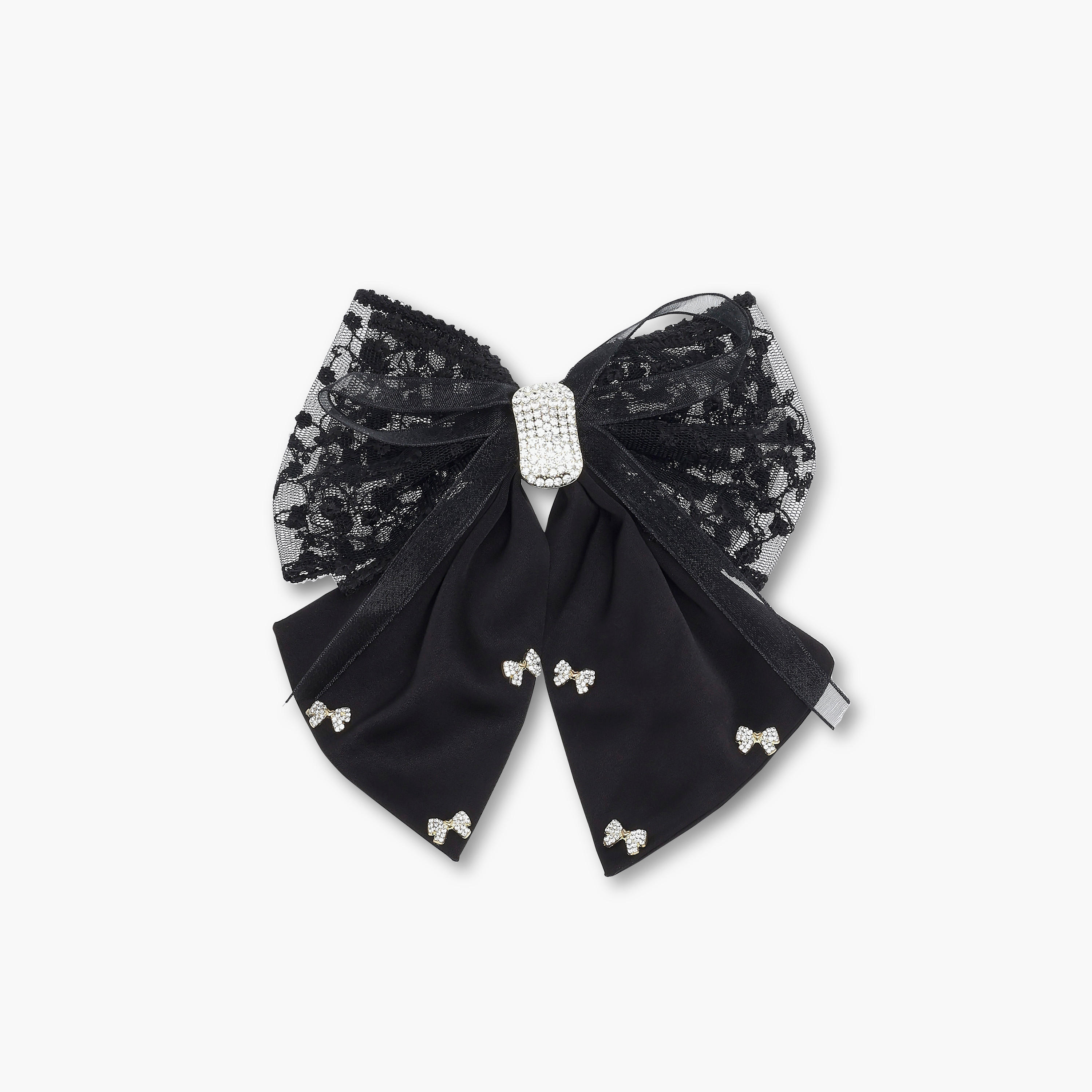Embellished Lace Bow Barrette Hair Clip-women-hairaccessories-clips-image-1