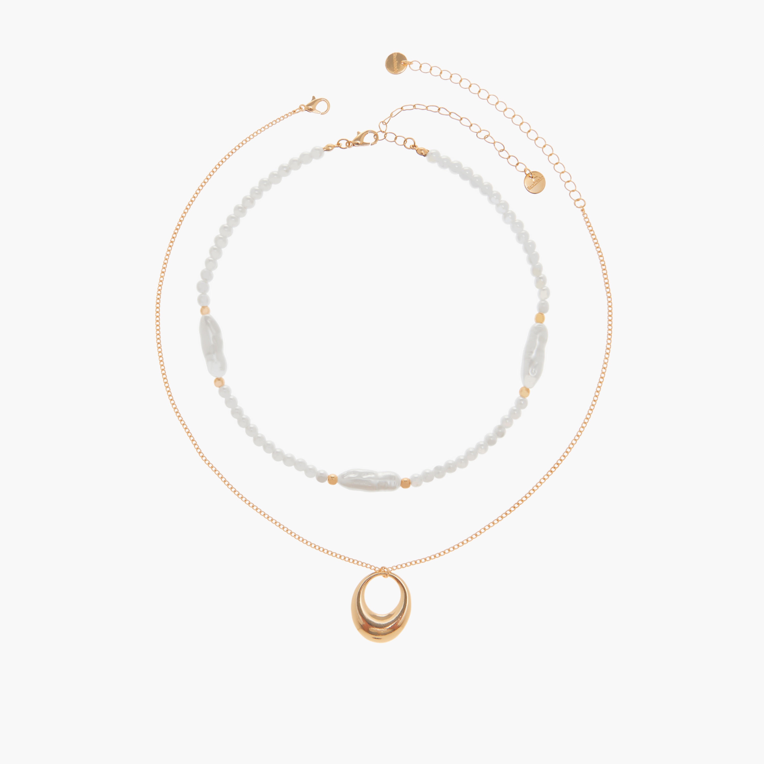 عقد مزين باللؤلؤ بمشبك إغلاق - طقم من قطعتين-women-watchesandjewellery-jewellery-necklacesandpendants-image-1