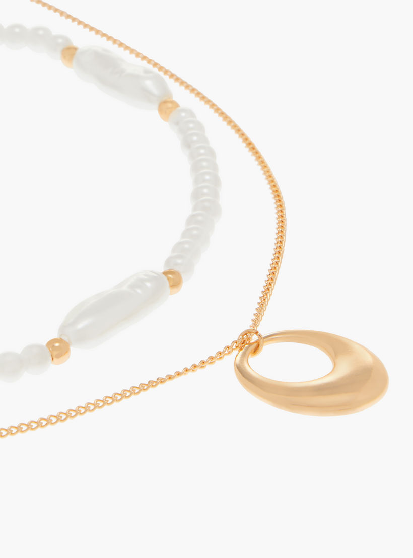عقد مزين باللؤلؤ بمشبك إغلاق - طقم من قطعتين-women-watchesandjewellery-jewellery-necklacesandpendants-image-5