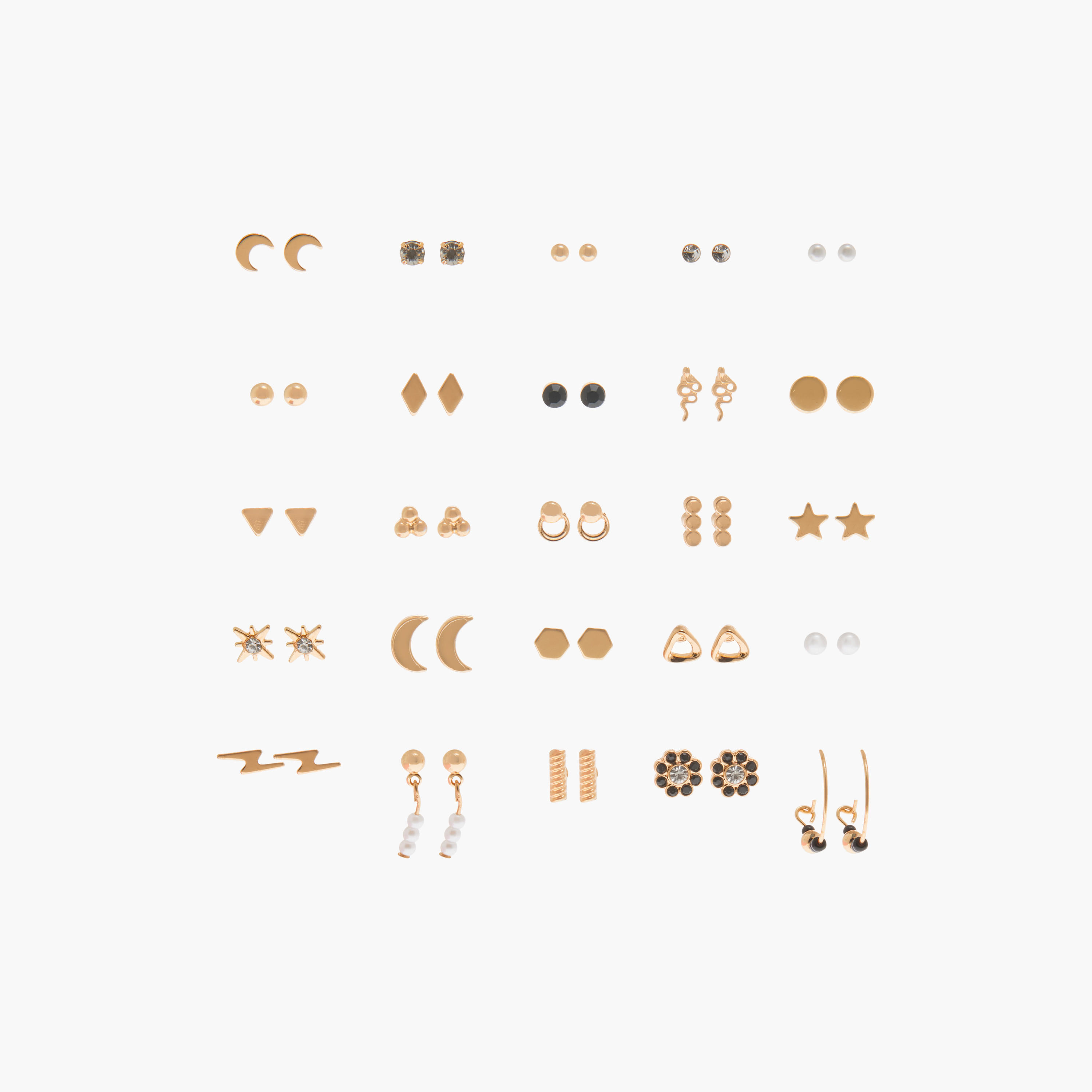 حلقان مرصعة متنوعة بمكبس إغلاق خلفي - طقم من 25-women-watchesandjewellery-jewellery-earrings-image-1
