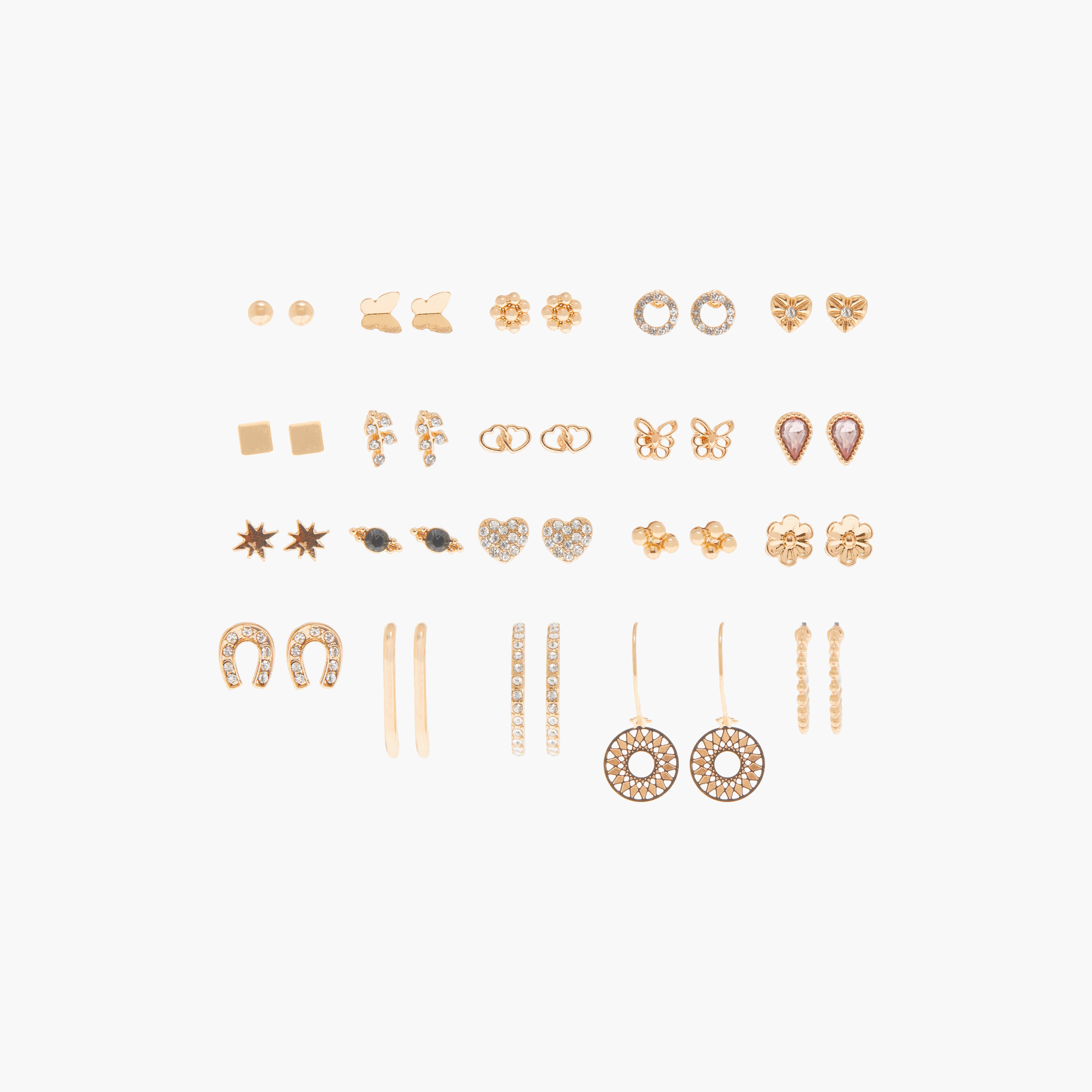 حلقان متنوعة بمكبس إغلاق خلفي - طقم من 20-women-watchesandjewellery-jewellery-earrings-image-1