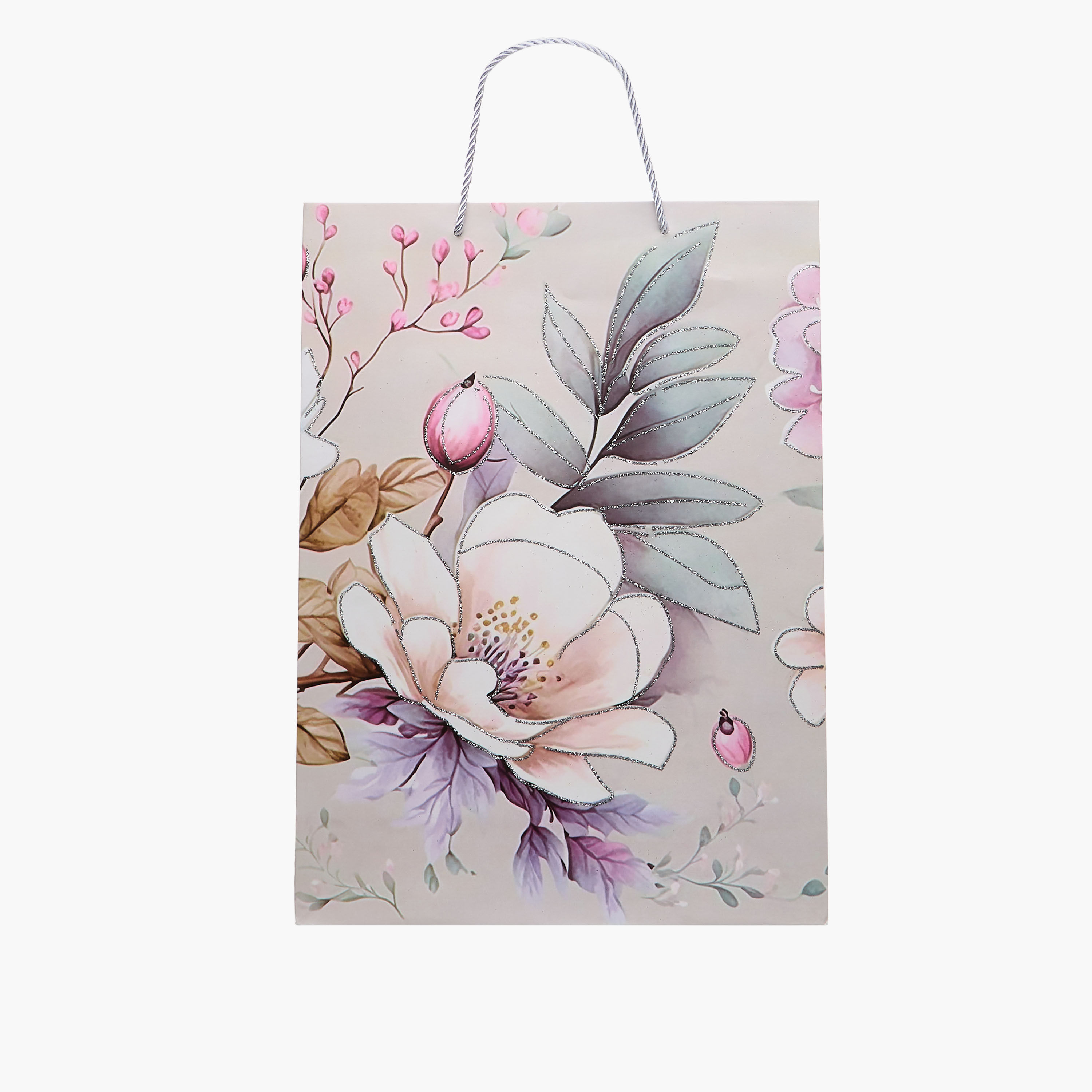 شنطة هدايا بمقبض وطبعات زهرية-household-giftingaccessories-giftings-image-1