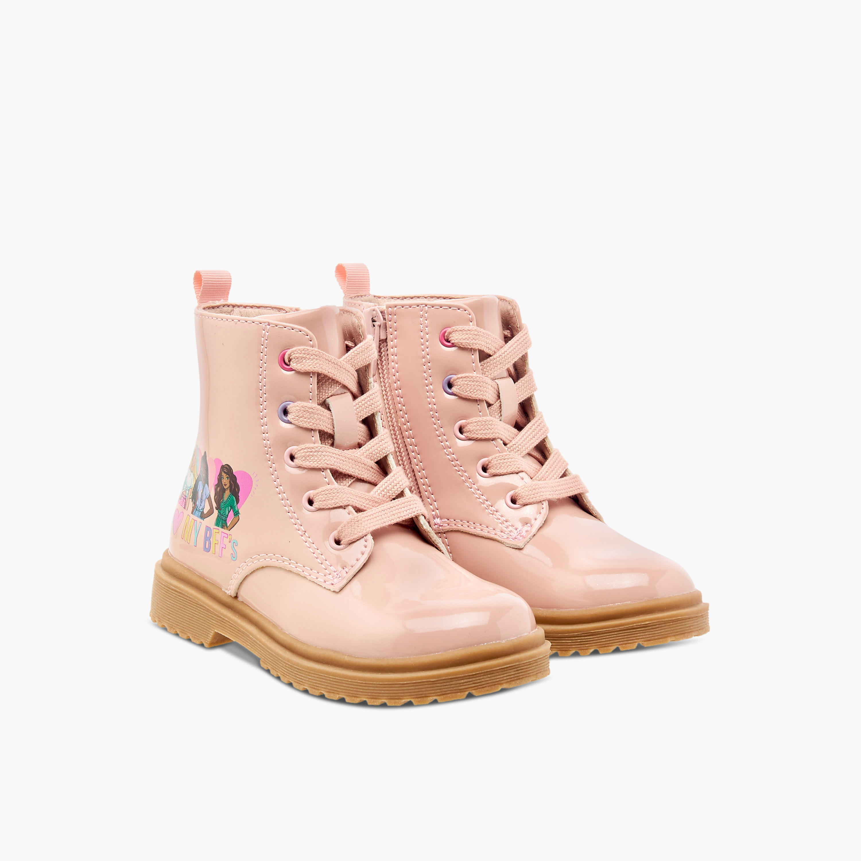 بوت بطول الكاحل ورباط إغلاق وطبعات باربي-girls-shoes-boots-image-1