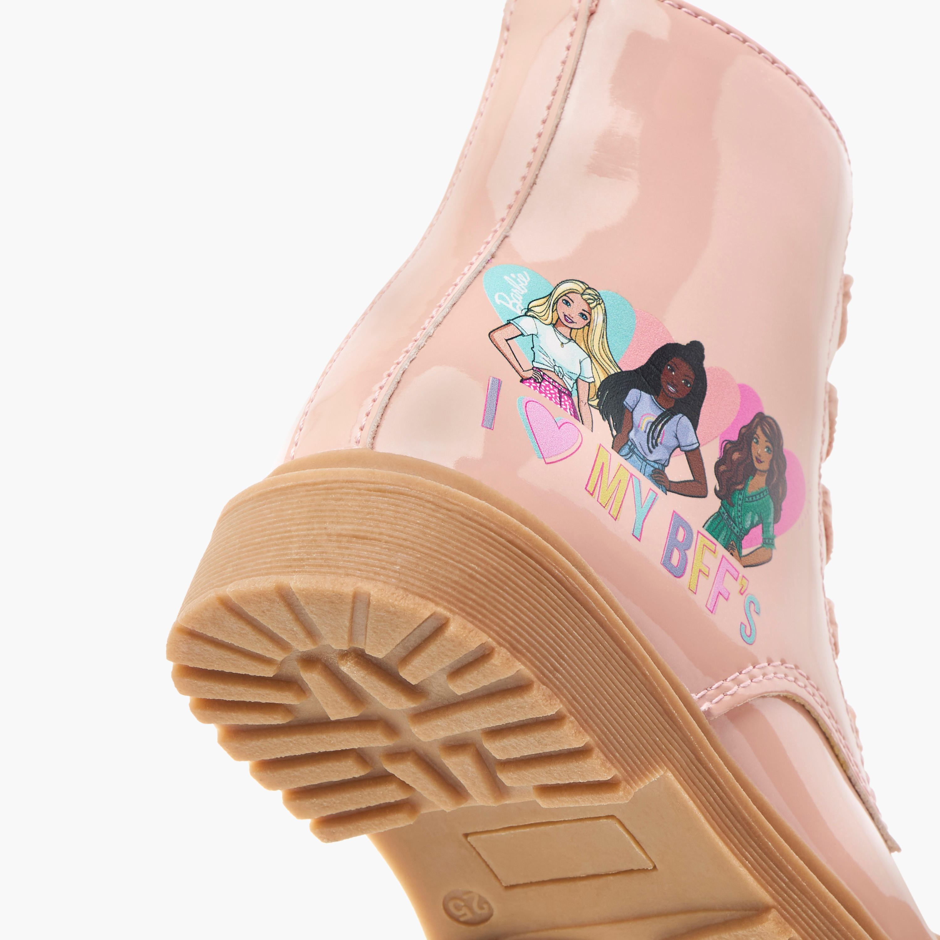 Barbie Printed Ankle Boots with Lace-Up Closure-girls-shoes-boots-image-5