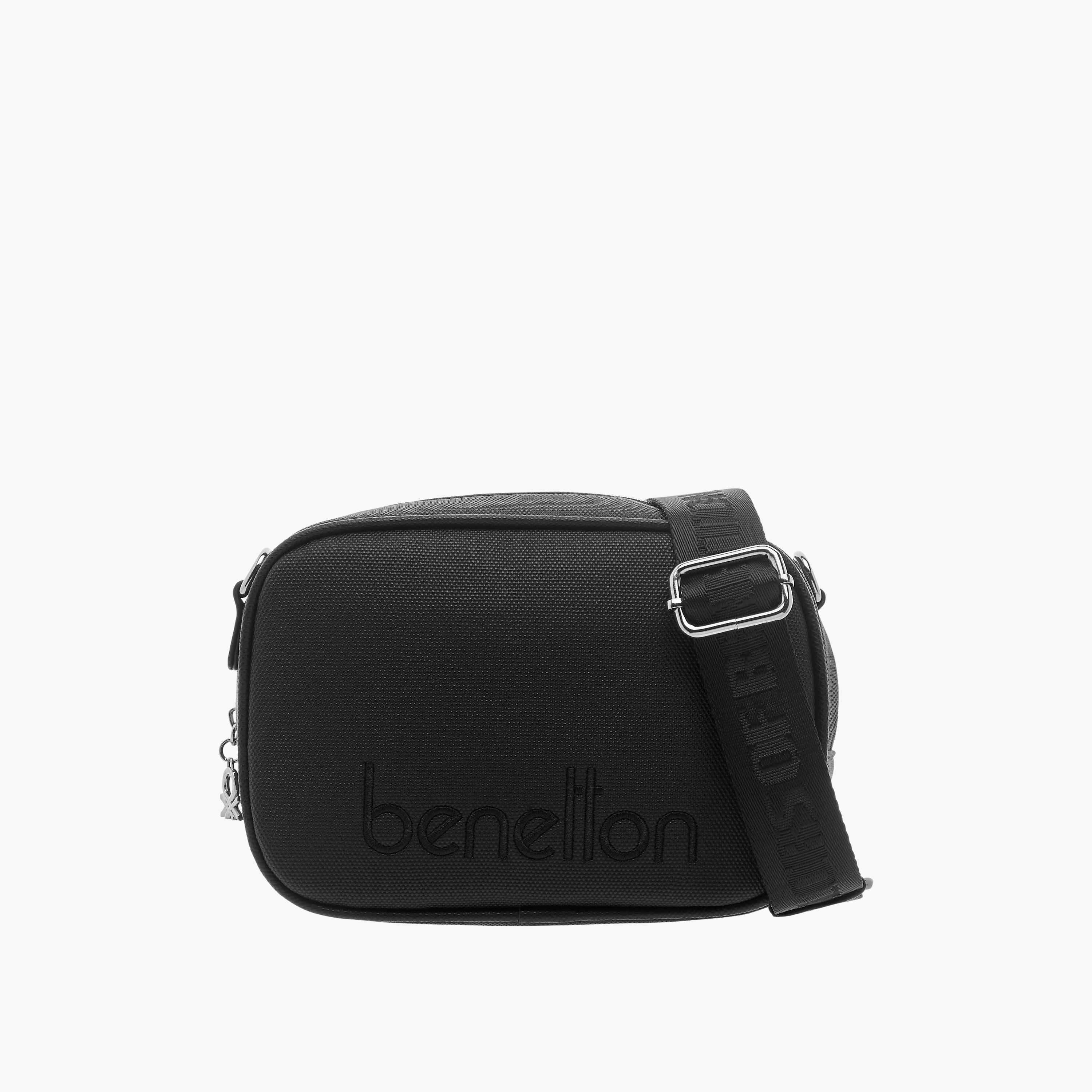 UCB Logo Detail Crossbody bag with Adjustable Strap and Zip Closure-women-bagsandwallets-handbags-image-1