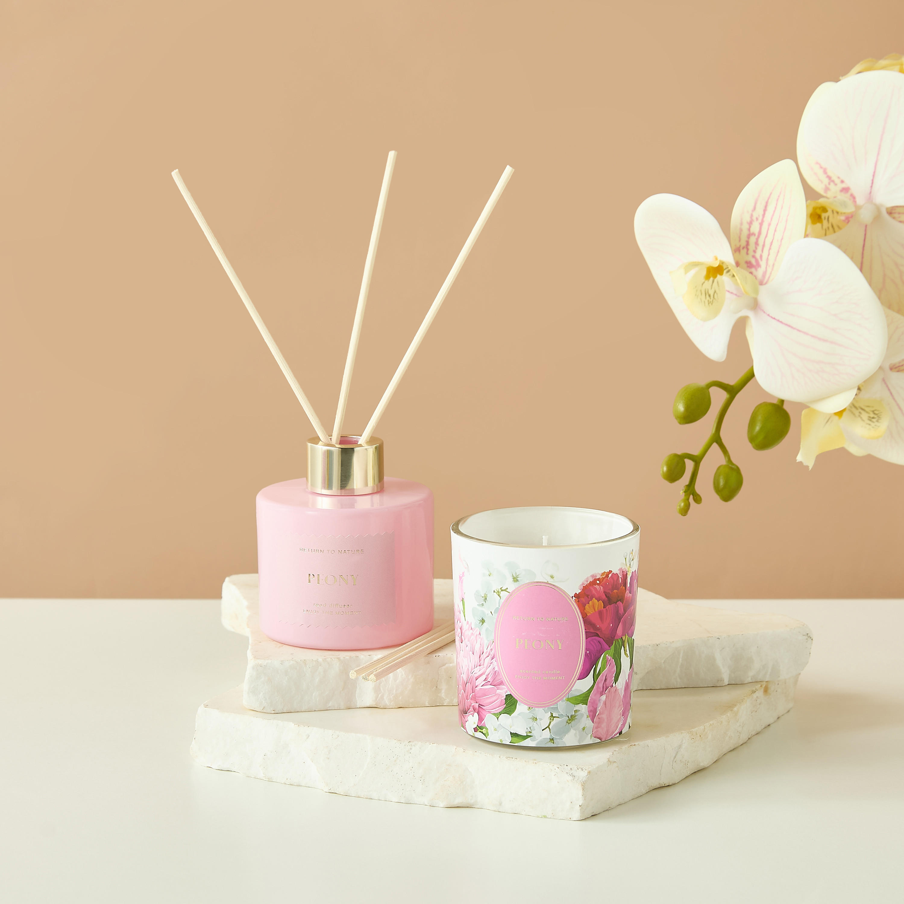 Floral Fantasy Peony Reed Diffuser and Candle Gift Set-household-homefragrance-fragrancegiftset-image-1