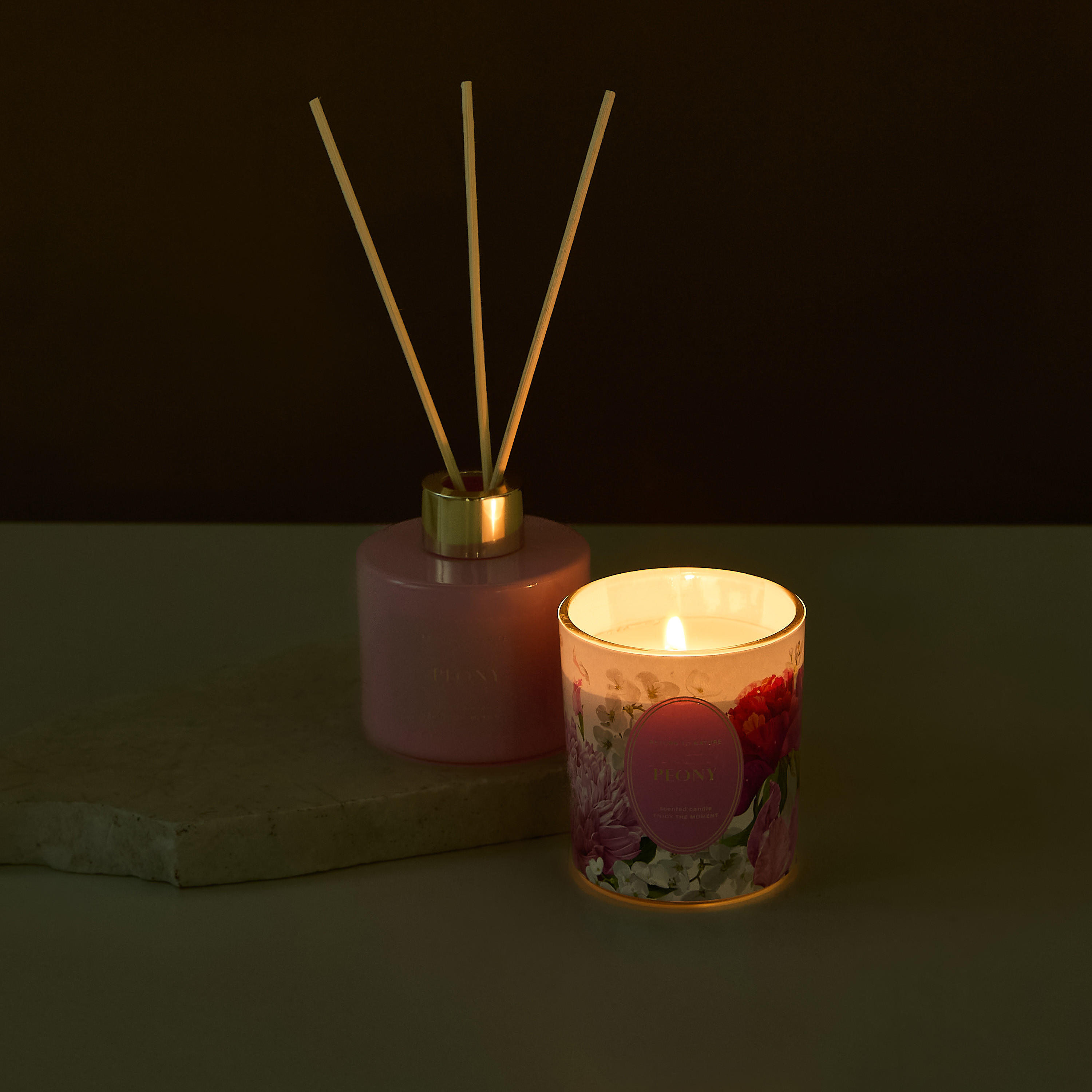 Floral Fantasy Peony Reed Diffuser and Candle Gift Set-household-homefragrance-fragrancegiftset-image-2