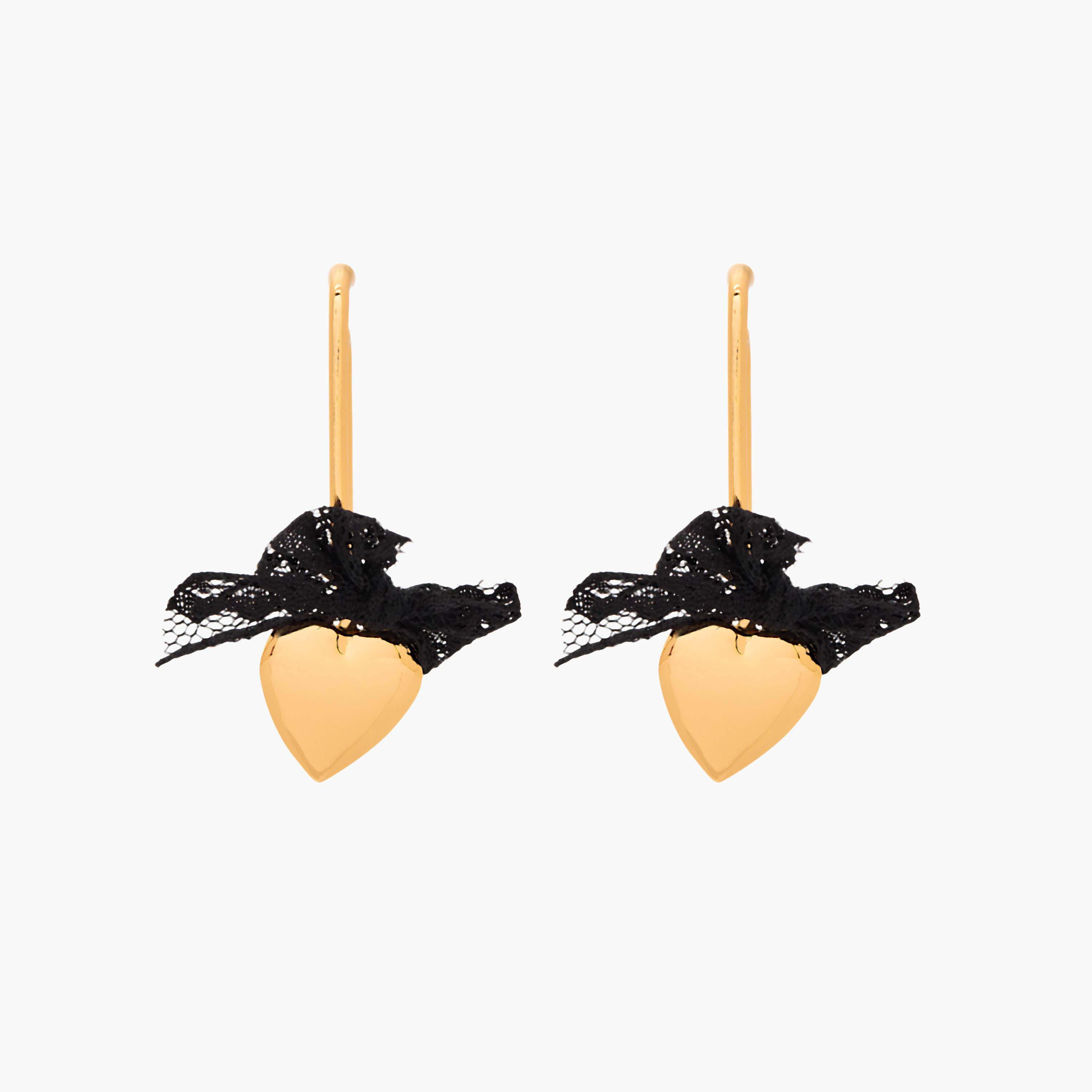 Lace Ribbon Heart Drop Earrings with Pushback Closure-women-watchesandjewellery-jewellery-earrings-image-1