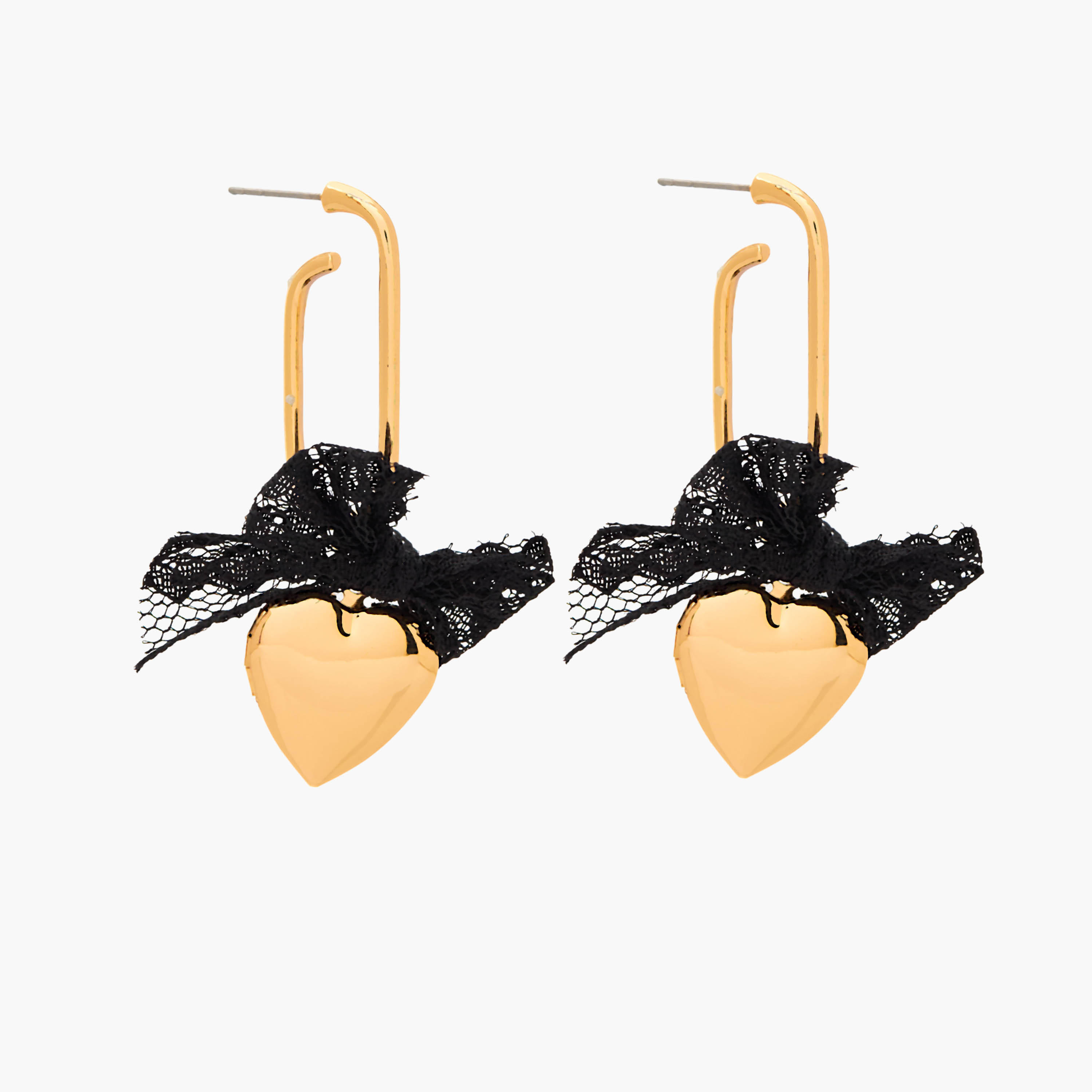 Lace Ribbon Heart Drop Earrings with Pushback Closure-women-watchesandjewellery-jewellery-earrings-image-2