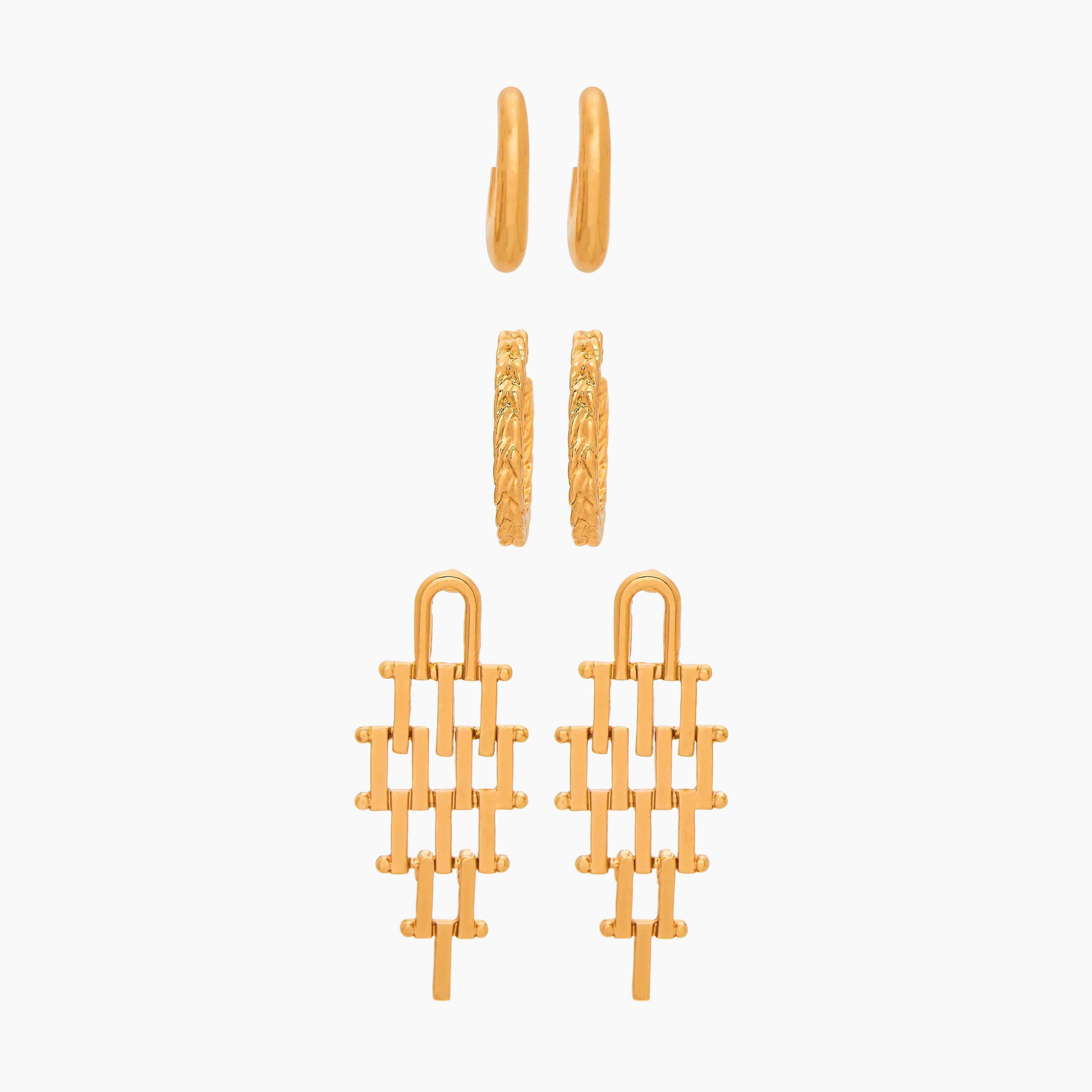 Assorted Earrings with Pushback Closure - Set of 3-women-watchesandjewellery-jewellery-earrings-image-1