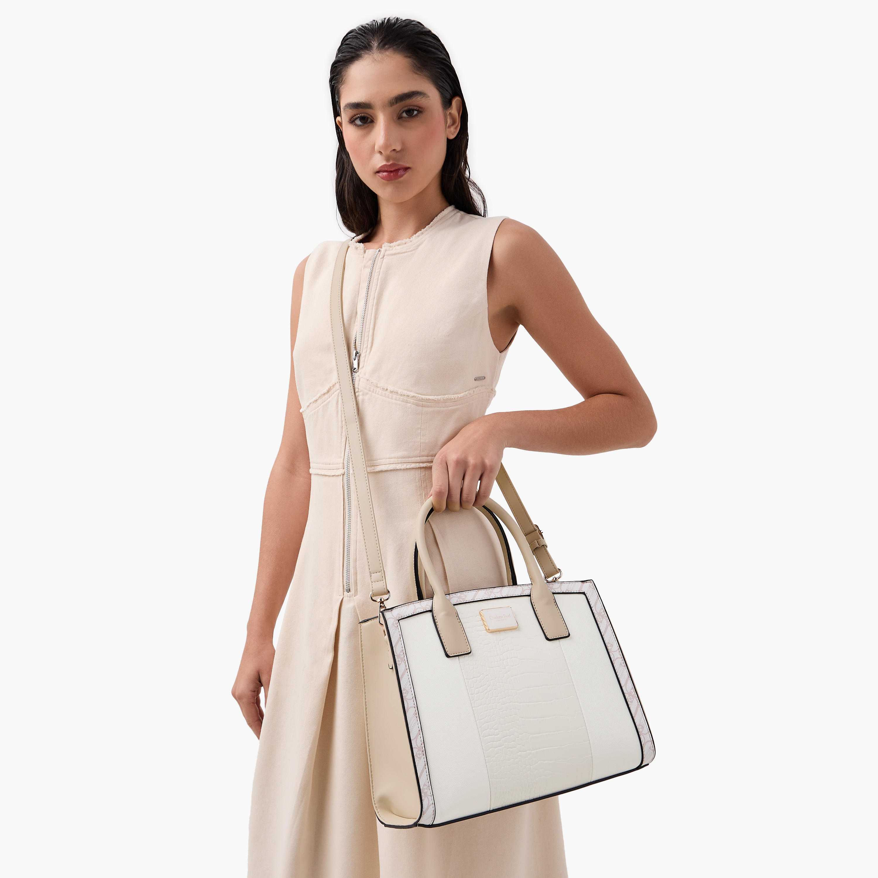 Charlotte Reid Textured Tote Bag with Top Handle and Detachable Strap-women-bagsandwallets-handbags-image-2