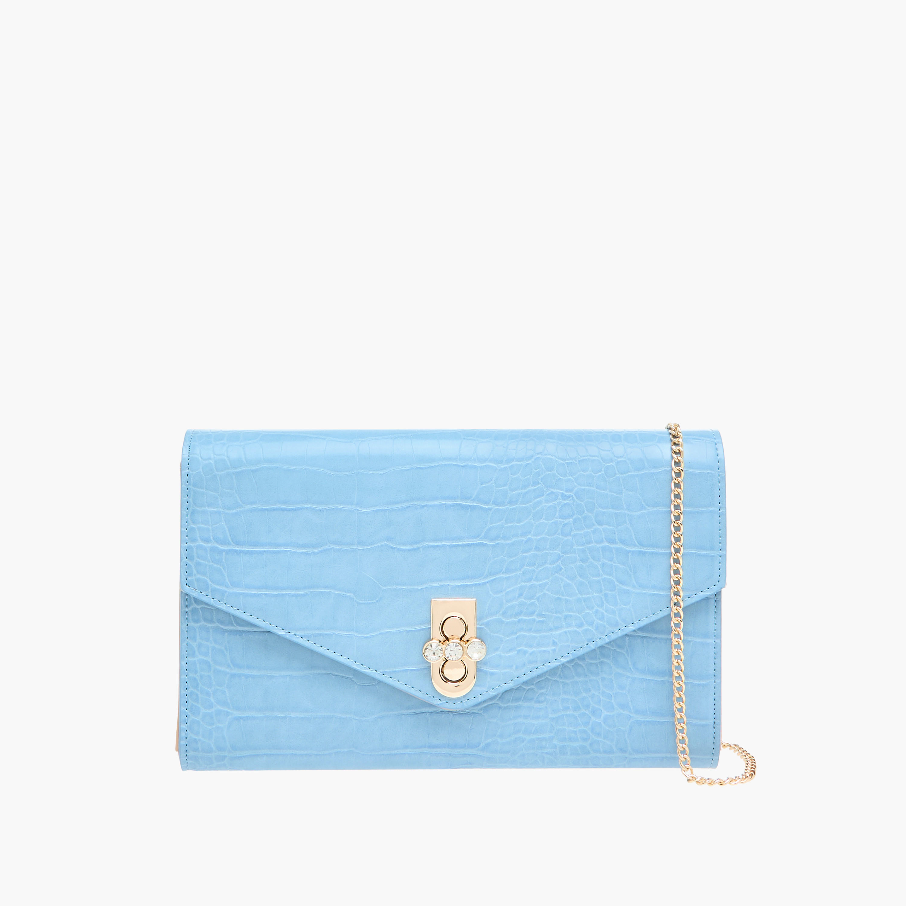 شنطة كلاتش بملمس جلد حيوانات وحزام سلسلة قابل للفصل من ساشا-women-bagsandwallets-handbags-image-1