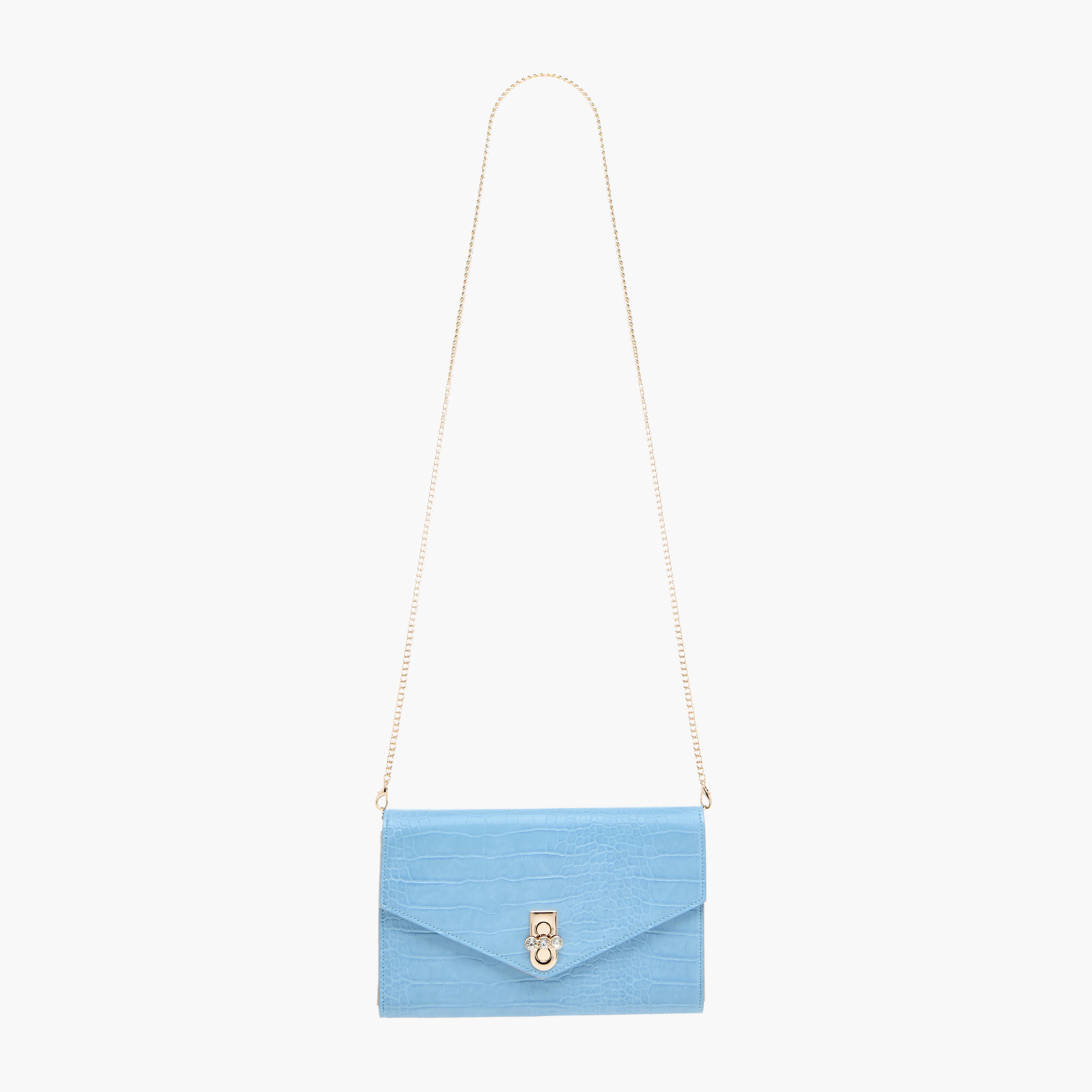 شنطة كلاتش بملمس جلد حيوانات وحزام سلسلة قابل للفصل من ساشا-women-bagsandwallets-handbags-image-3