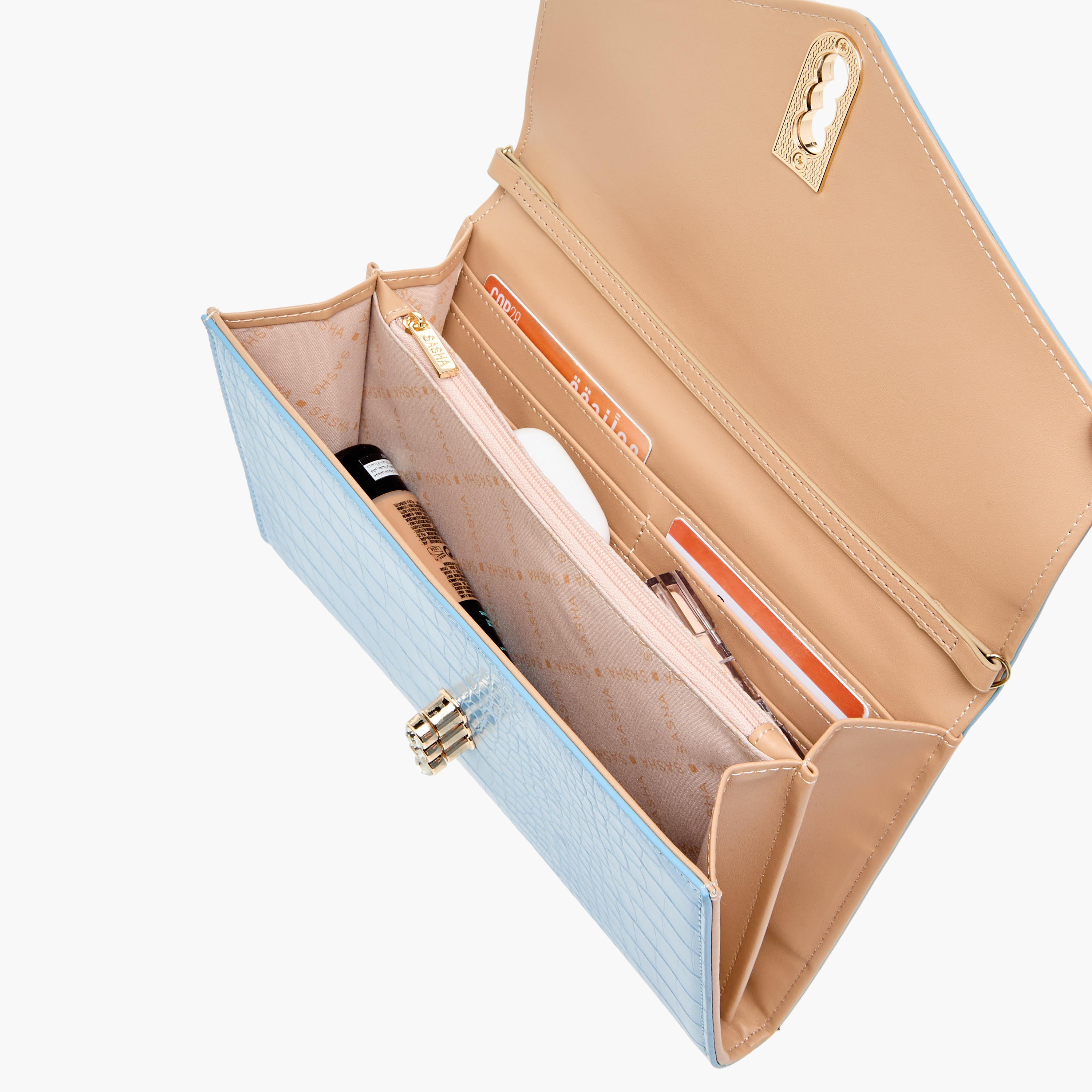 شنطة كلاتش بملمس جلد حيوانات وحزام سلسلة قابل للفصل من ساشا-women-bagsandwallets-handbags-image-8