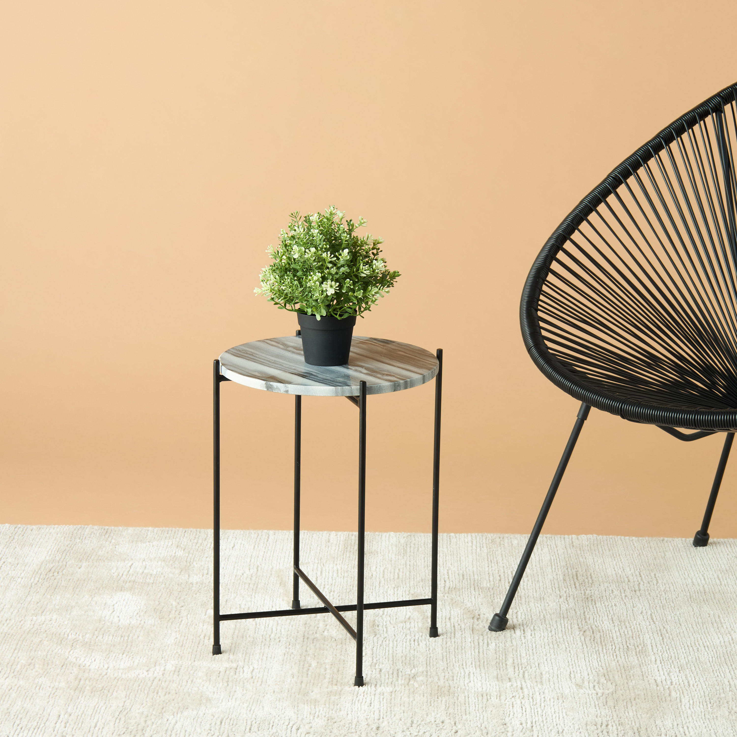 Marble Top Accent Table - 35x46 cms-furniture-livingroom-sideandendtables-image-1