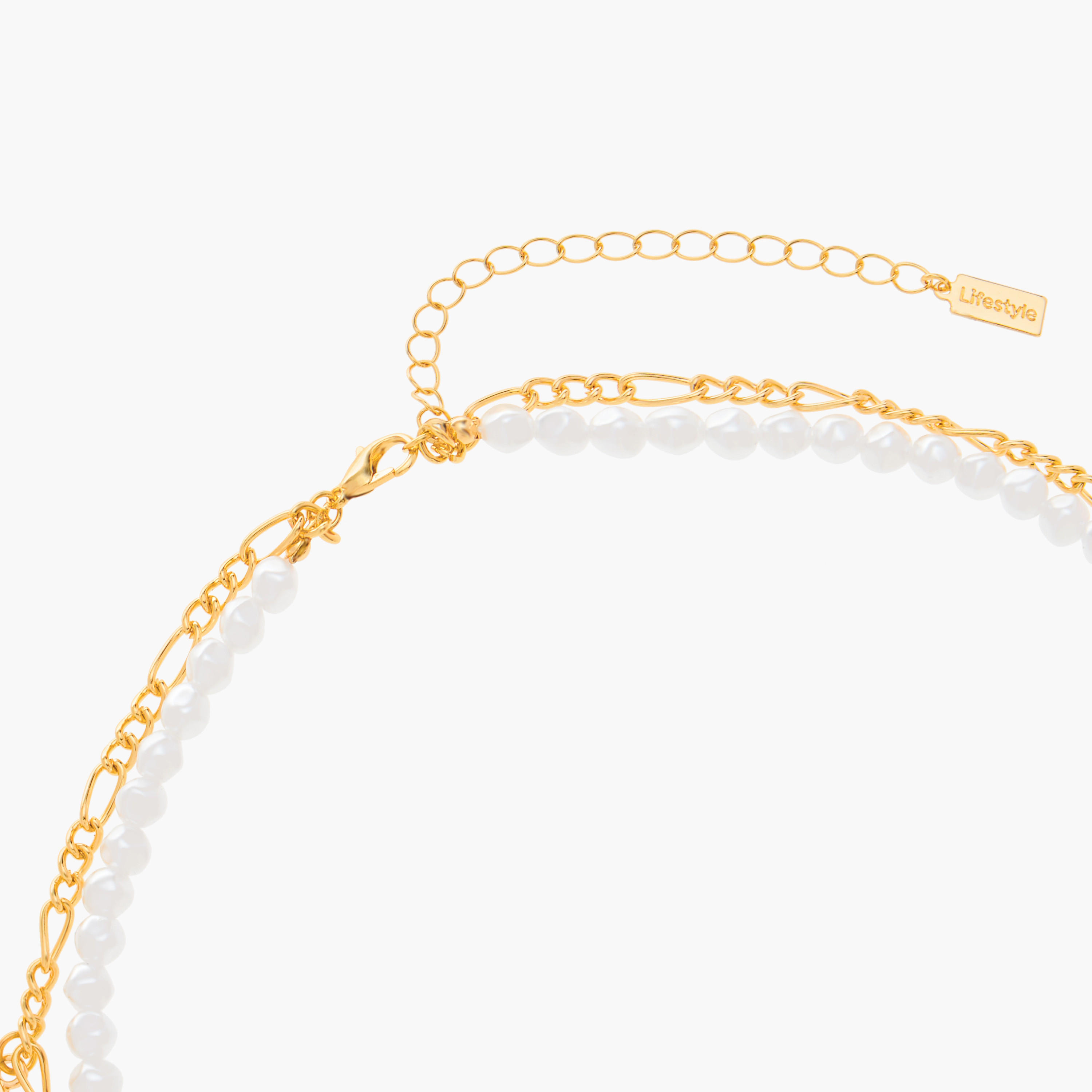 Pearl and Charm Detail Layered Necklace with Lobster Clasp Closure-women-watchesandjewellery-jewellery-necklacesandpendants-image-4