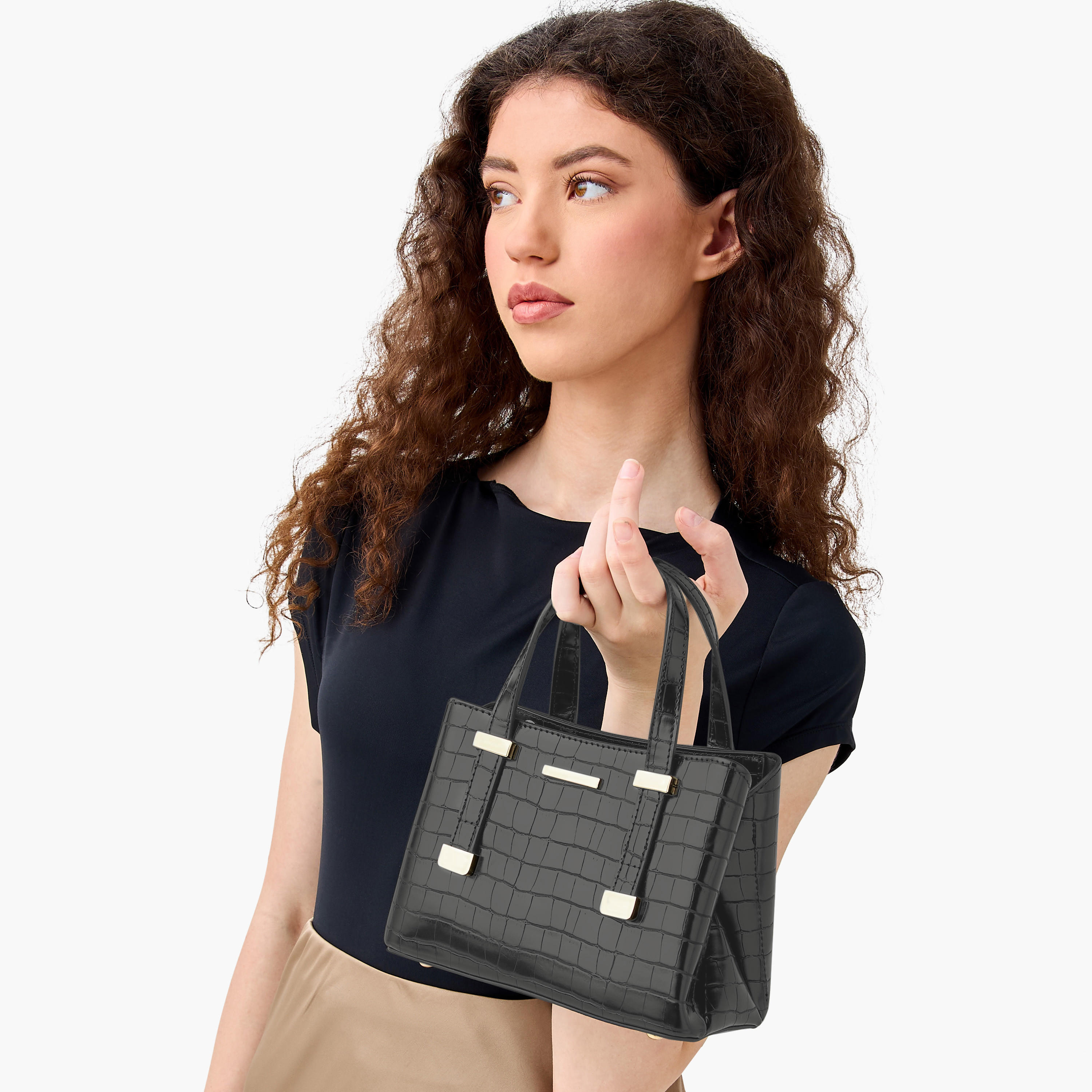 Sasha Animal Textured Tote Bag with Zip Closure and Handles-women-bagsandwallets-handbags-image-2