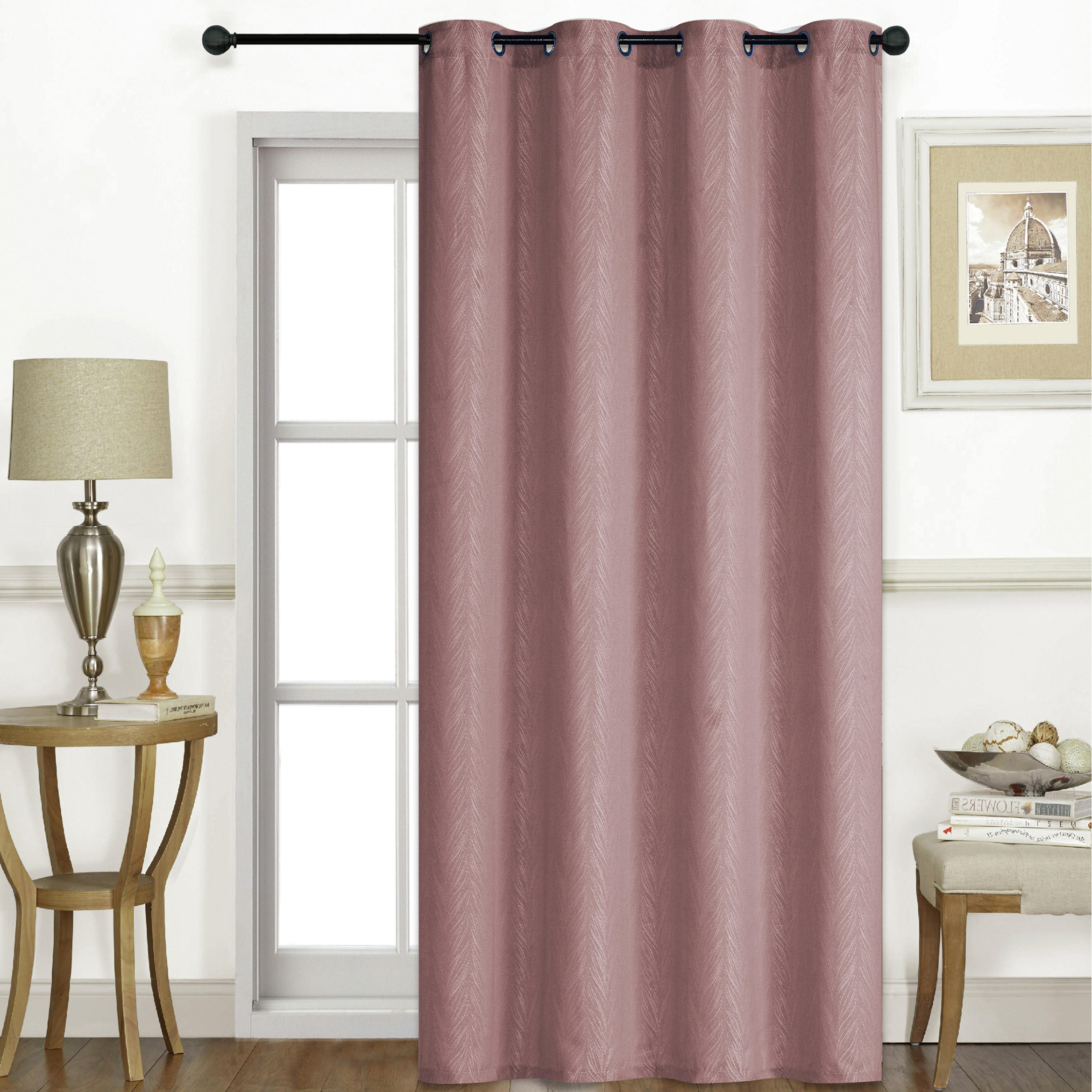 Textured Blackout Curtain with Eyelets - 140x240 cms-household-windows-curtains-image-1