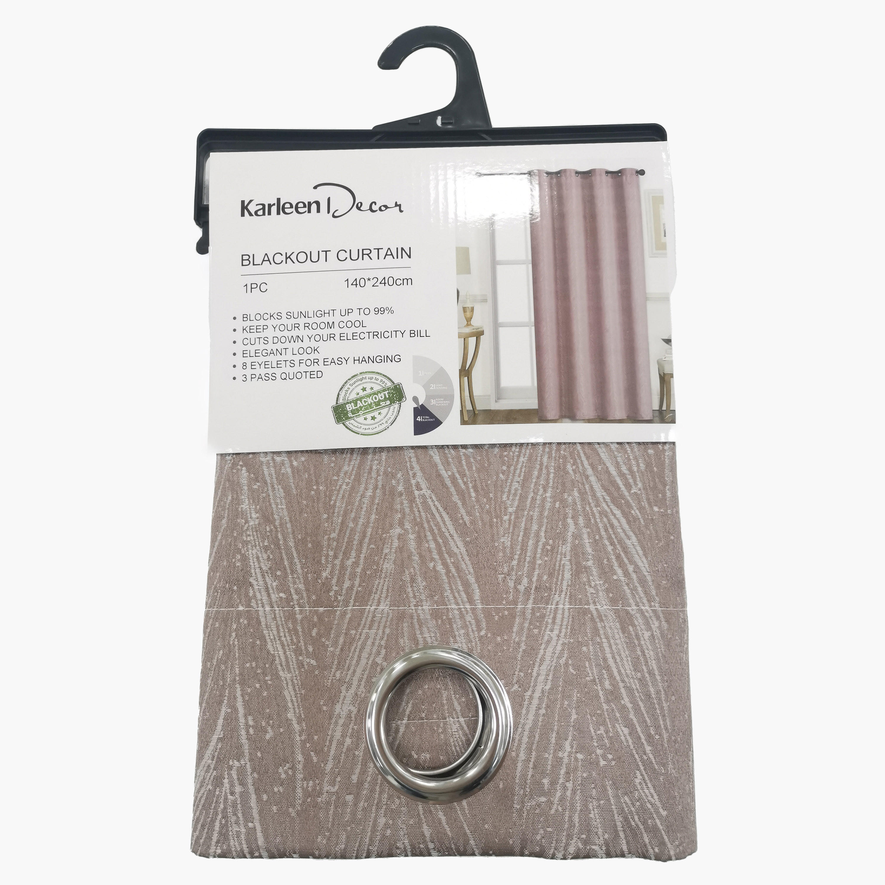 Textured Blackout Curtain with Eyelets - 140x240 cms-household-windows-curtains-image-2