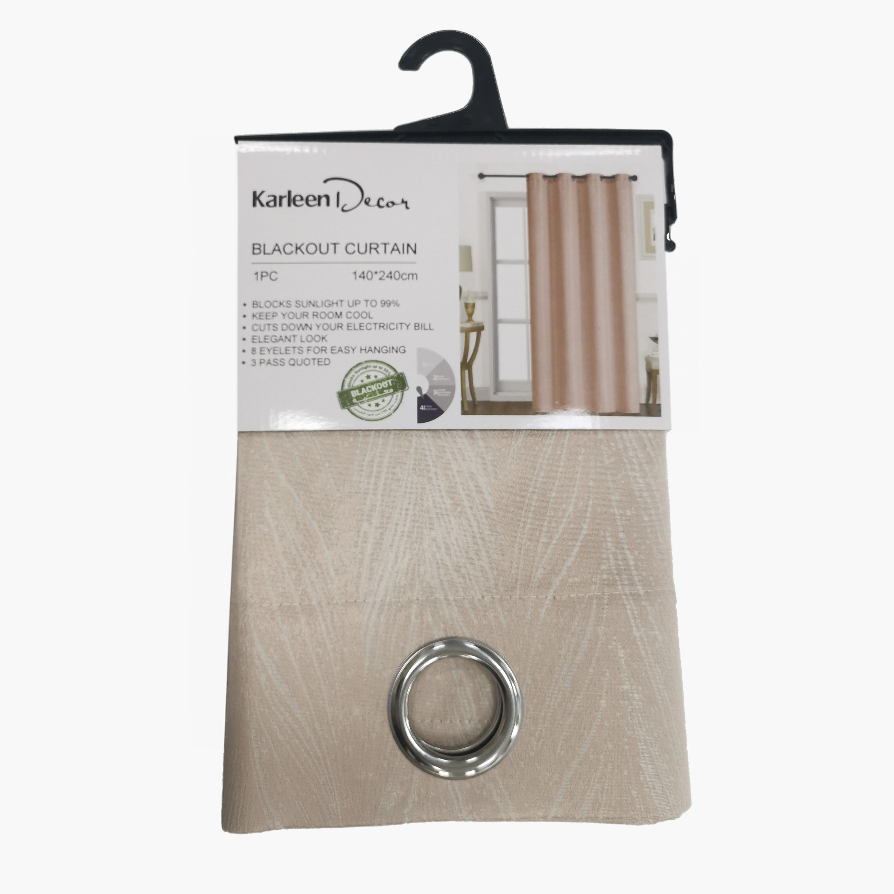 Karleen Decor Jacquard Textured Blackout Curtain - 140x240 cm-household-windows-curtains-image-1