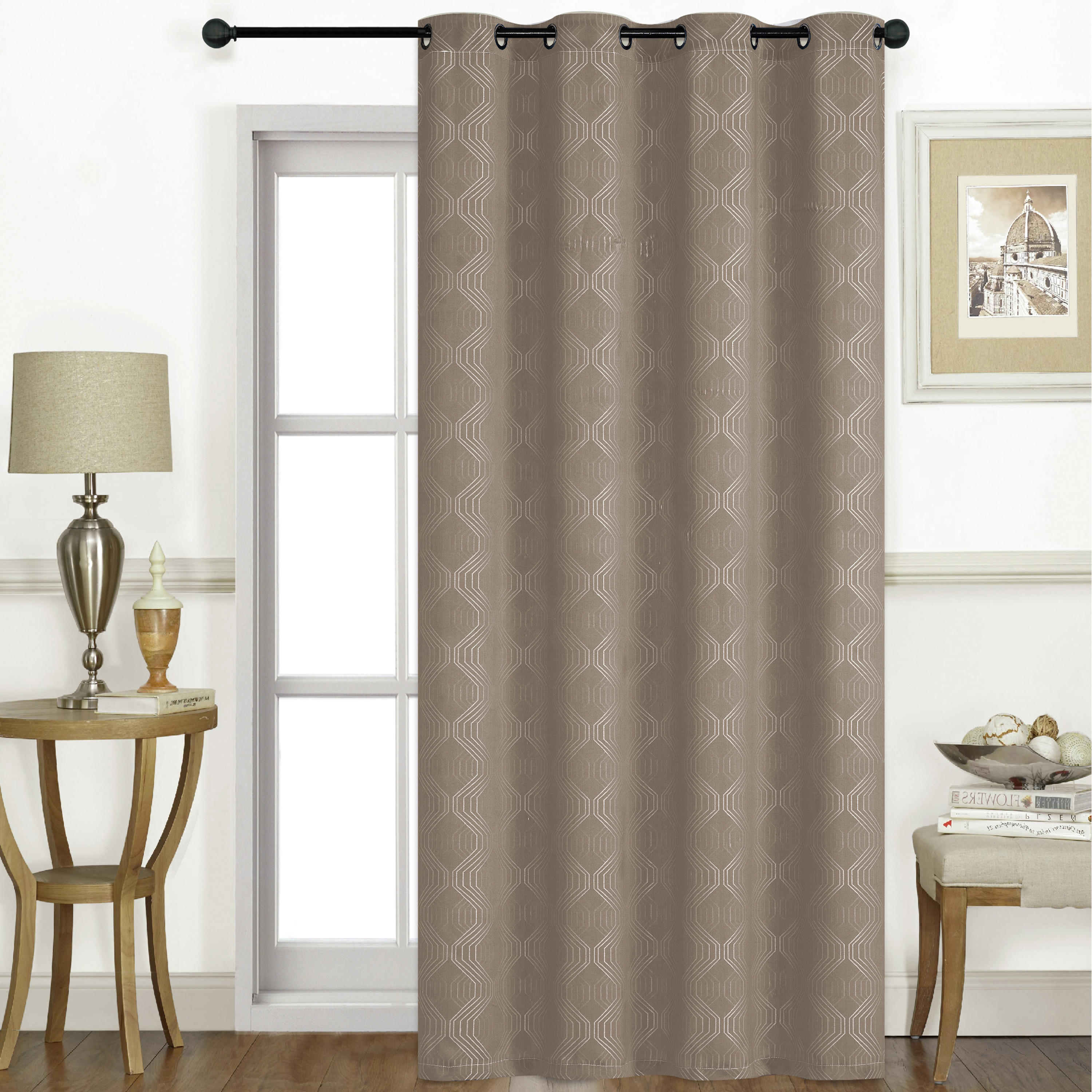 Textured Blackout Curtain with Eyelets - 140x240 cm-household-windows-curtains-image-1