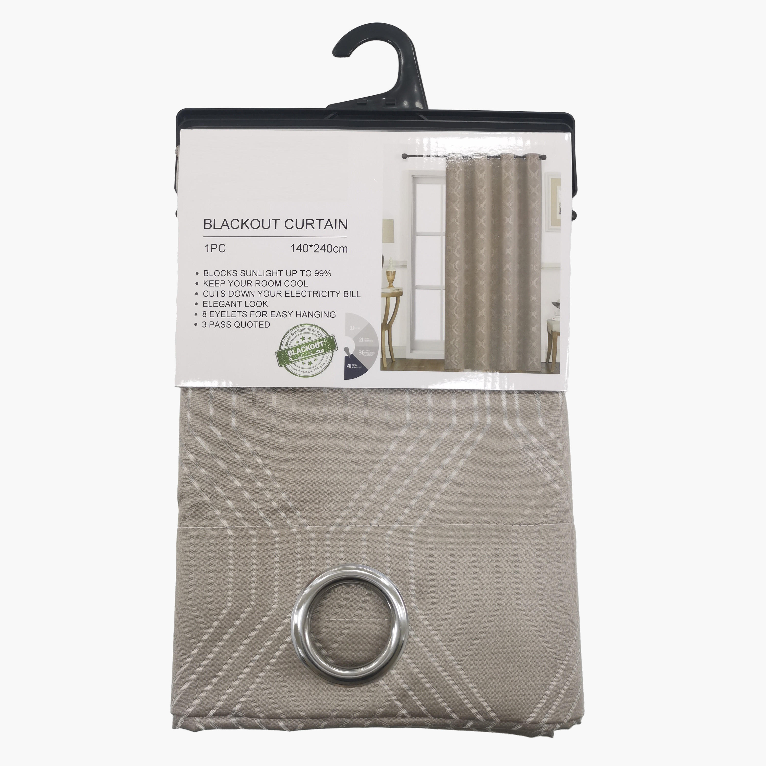 Textured Blackout Curtain with Eyelets - 140x240 cm-household-windows-curtains-image-2