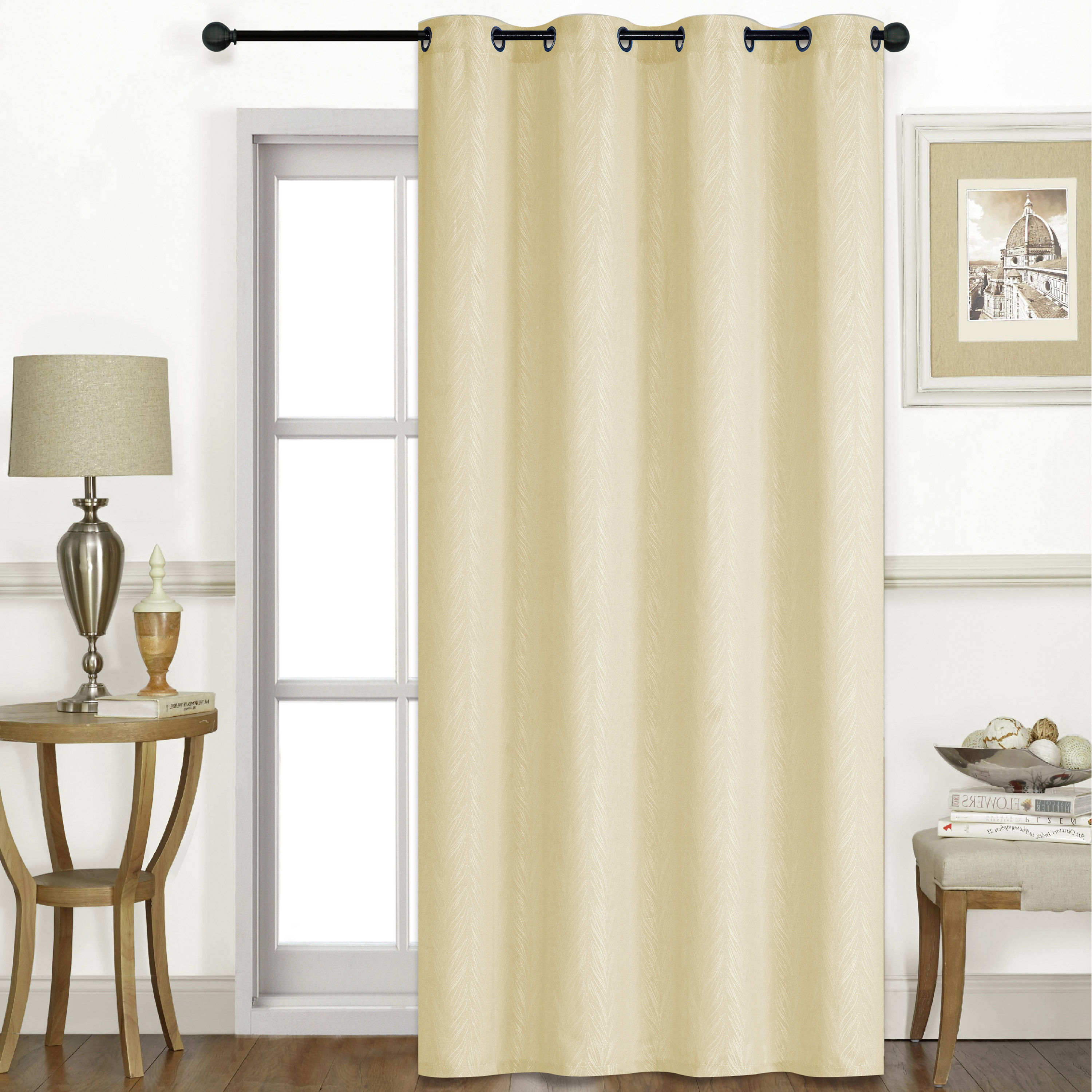 Textured Blackout Curtain with Eyelets - 140x240 cm-household-windows-curtains-image-1