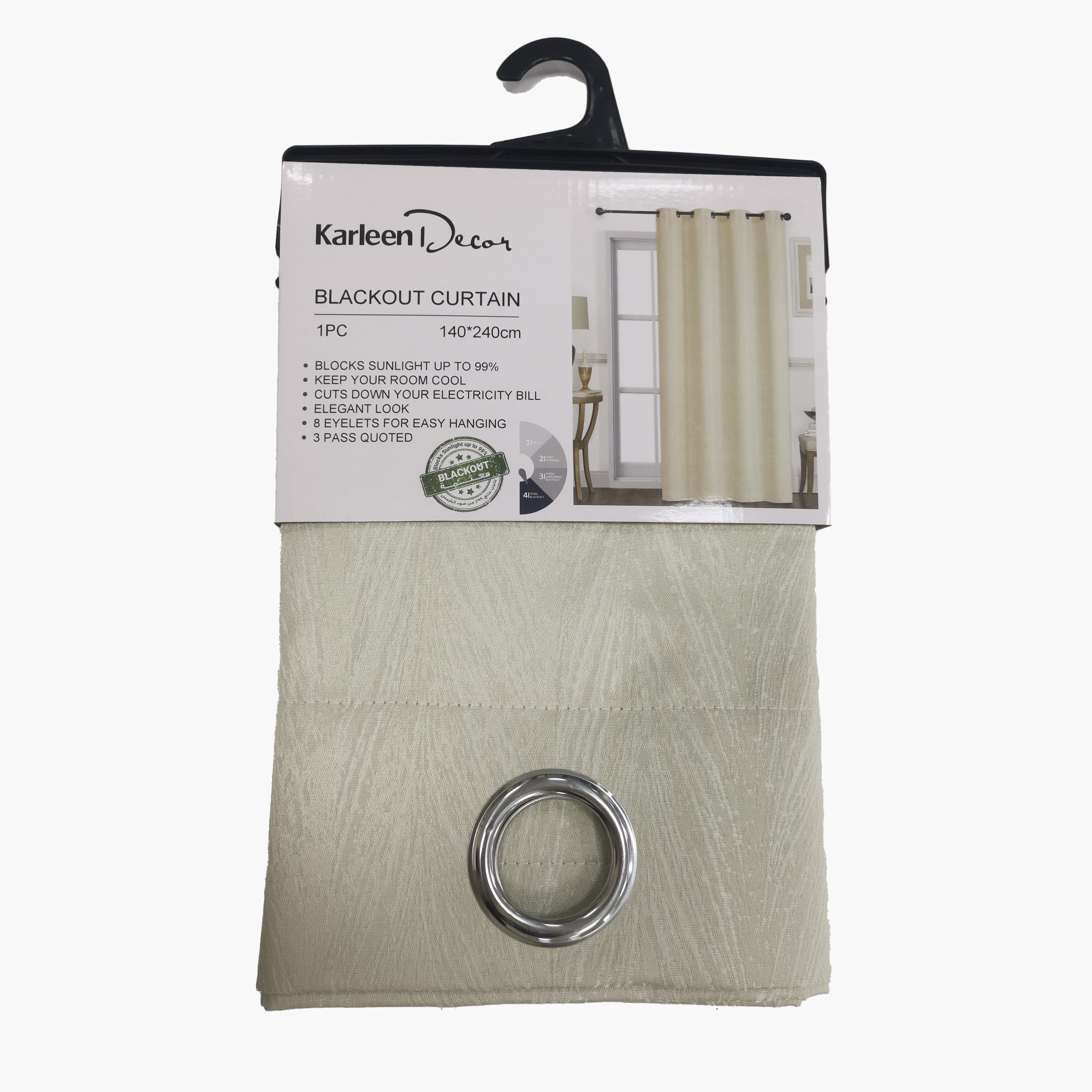 Textured Blackout Curtain with Eyelets - 140x240 cm-household-windows-curtains-image-2