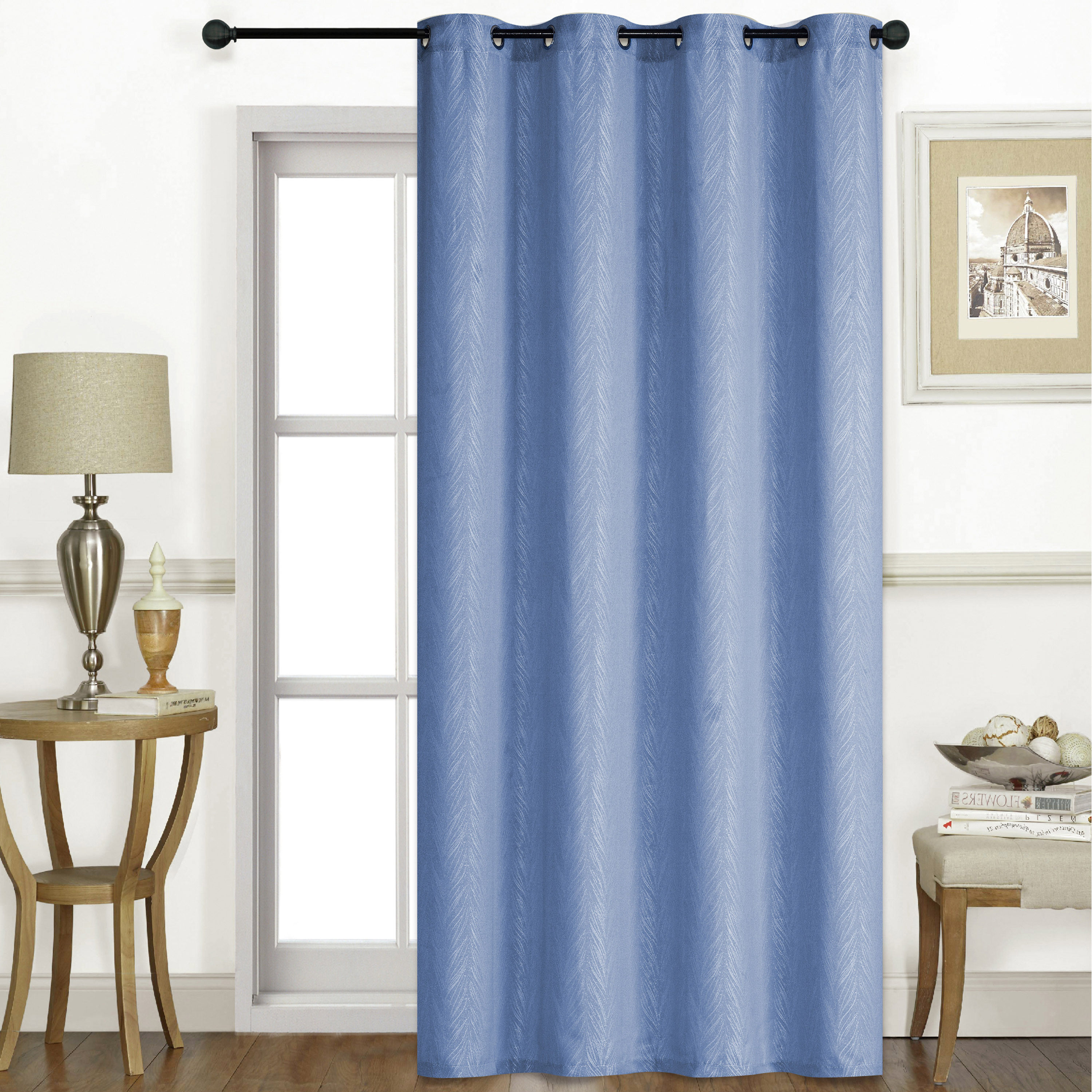 Textured Blackout Curtain with Eyelets - 140x240 cm-household-windows-curtains-image-1