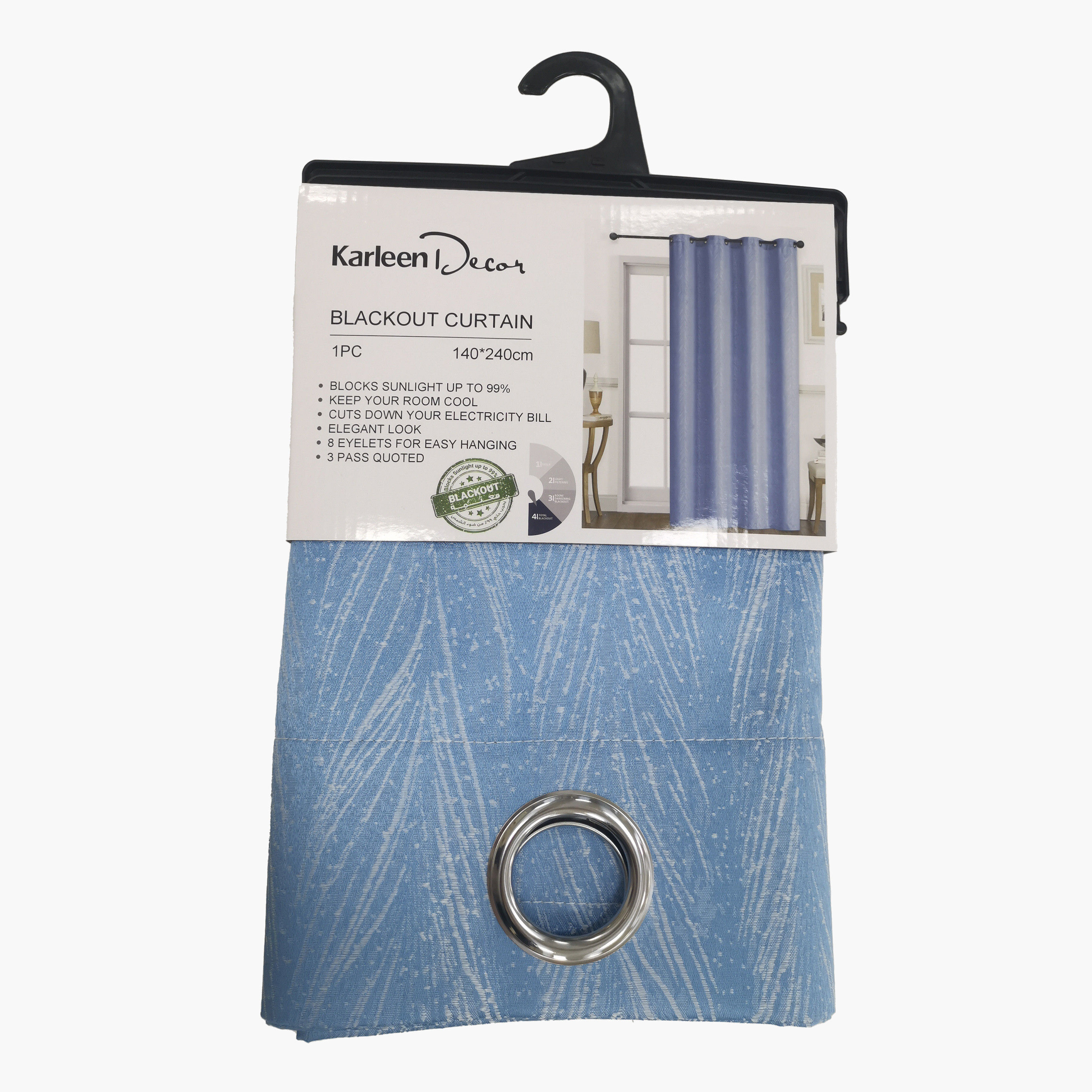 Textured Blackout Curtain with Eyelets - 140x240 cm-household-windows-curtains-image-2