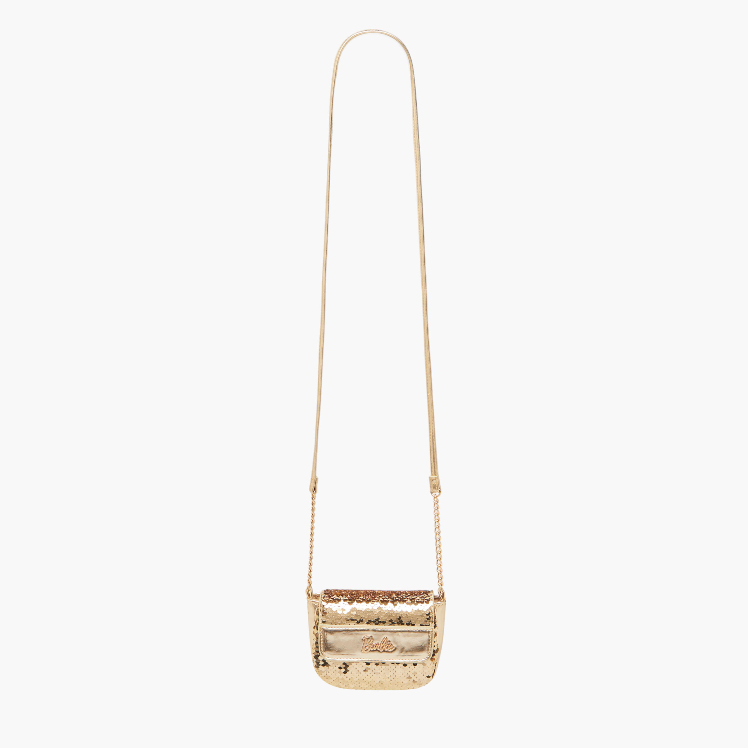 Barbie All-Over Embellished Crossbody Bag with Button Closure-girls-accessories-bags-image-2
