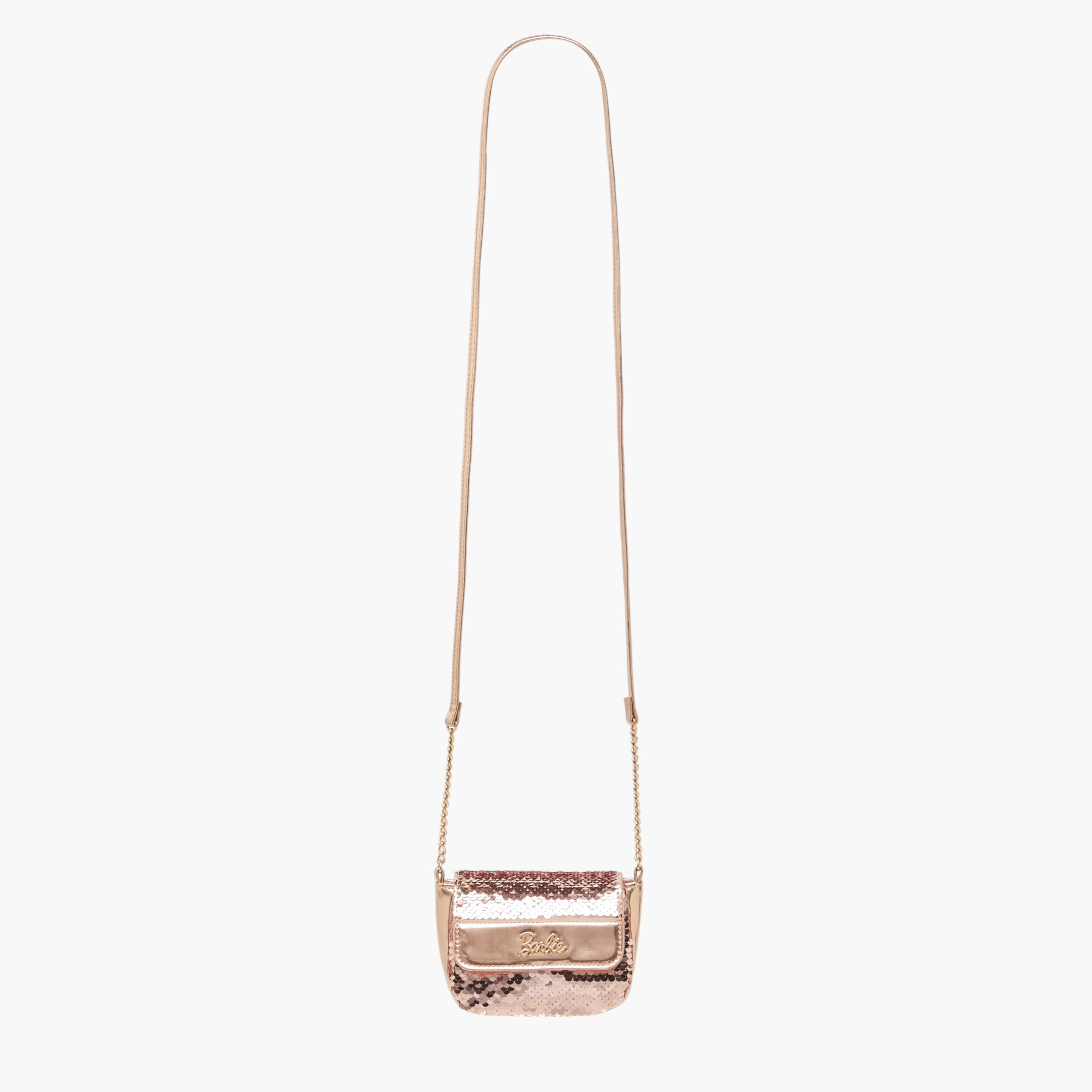 Barbie All-Over Embellished Crossbody Bag with Button Closure-girls-accessories-bags-image-2