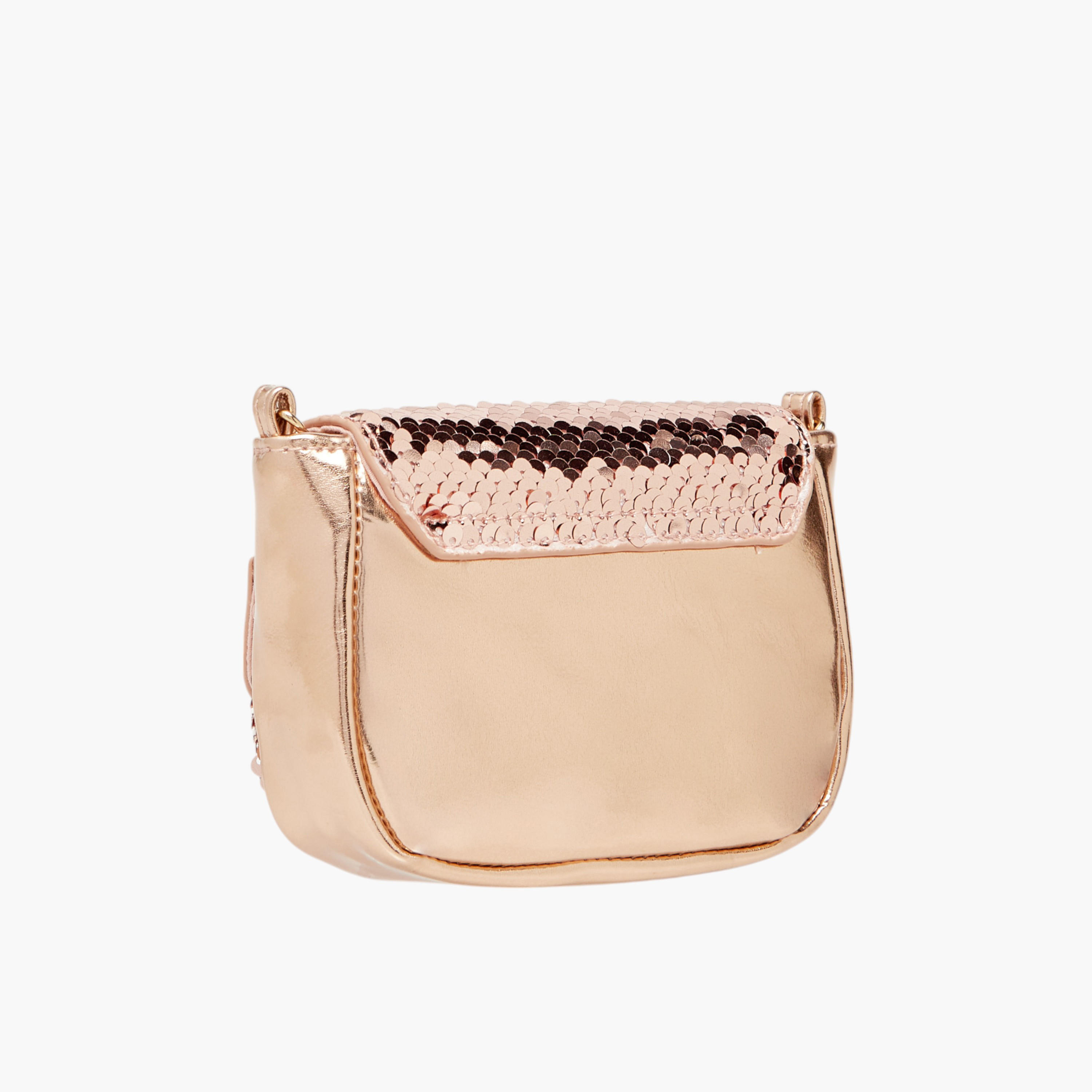 Barbie All-Over Embellished Crossbody Bag with Button Closure-girls-accessories-bags-image-3