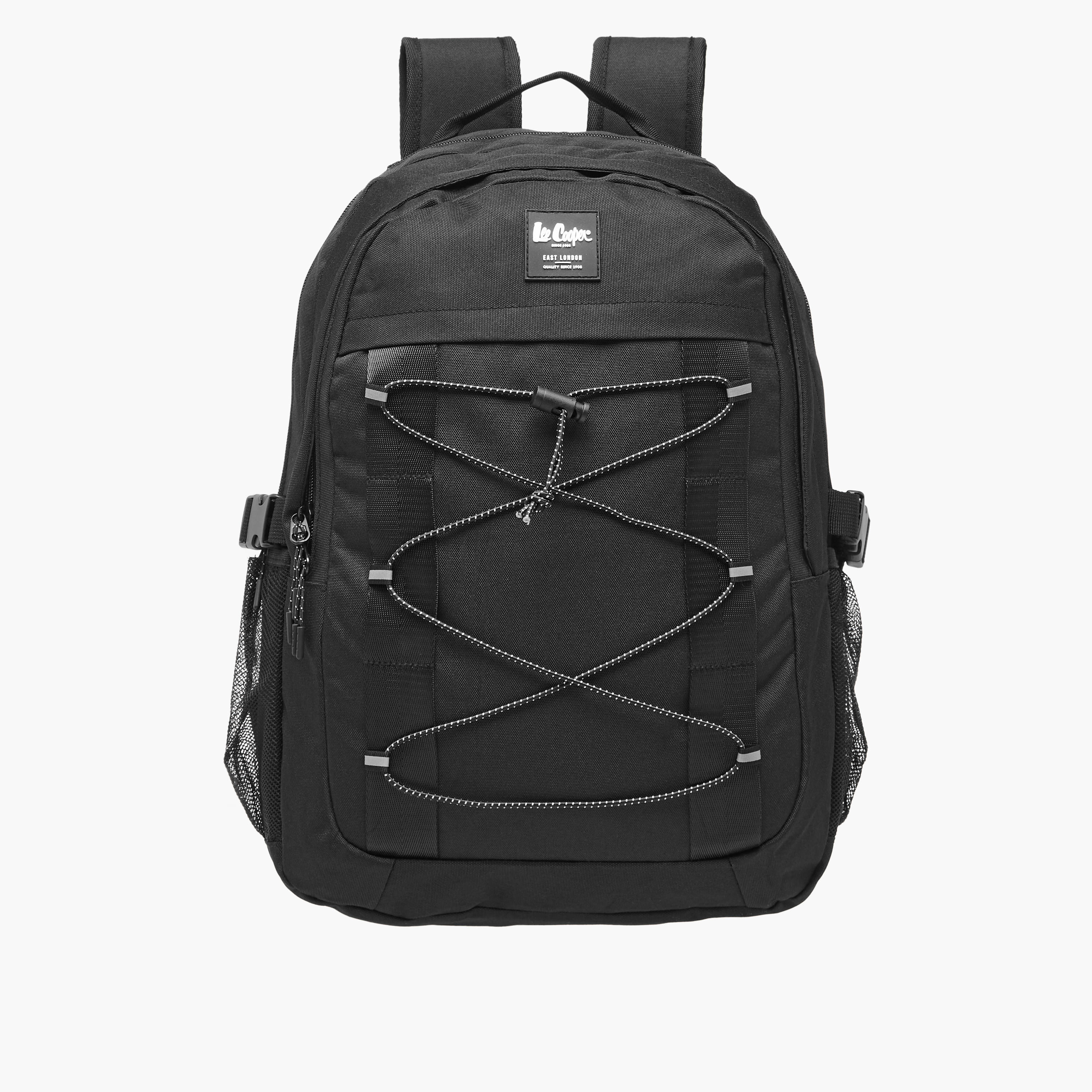 Lee Cooper Logo Applique Backpack with Adjustable Straps and Zip Closure - 14x31x46 cm-men-bags-image-1